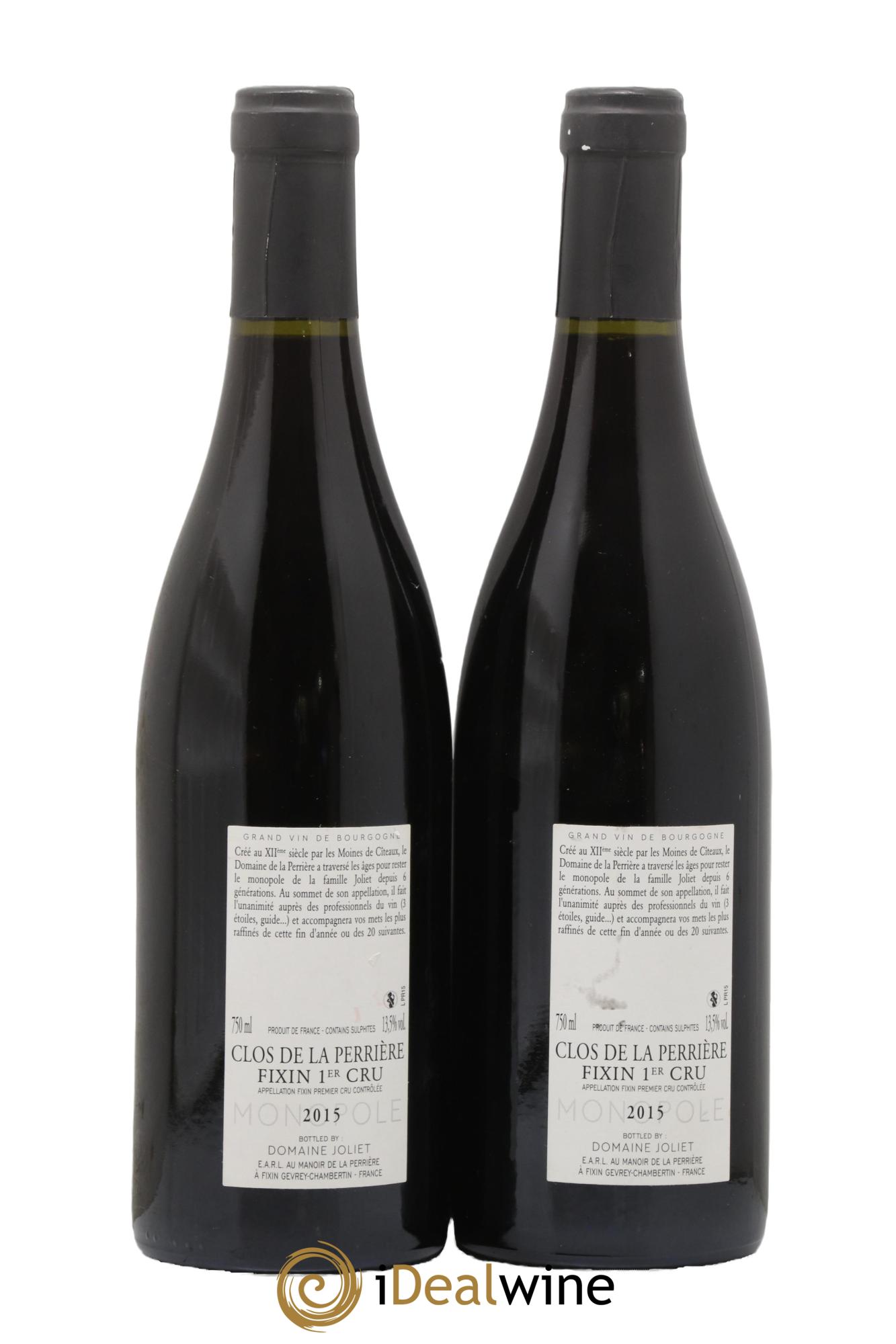 Fixin 1er Cru Clos de la Perrière Joliet Père & Fils (Domaine) 2015 - Lot de 2 bouteilles - 1