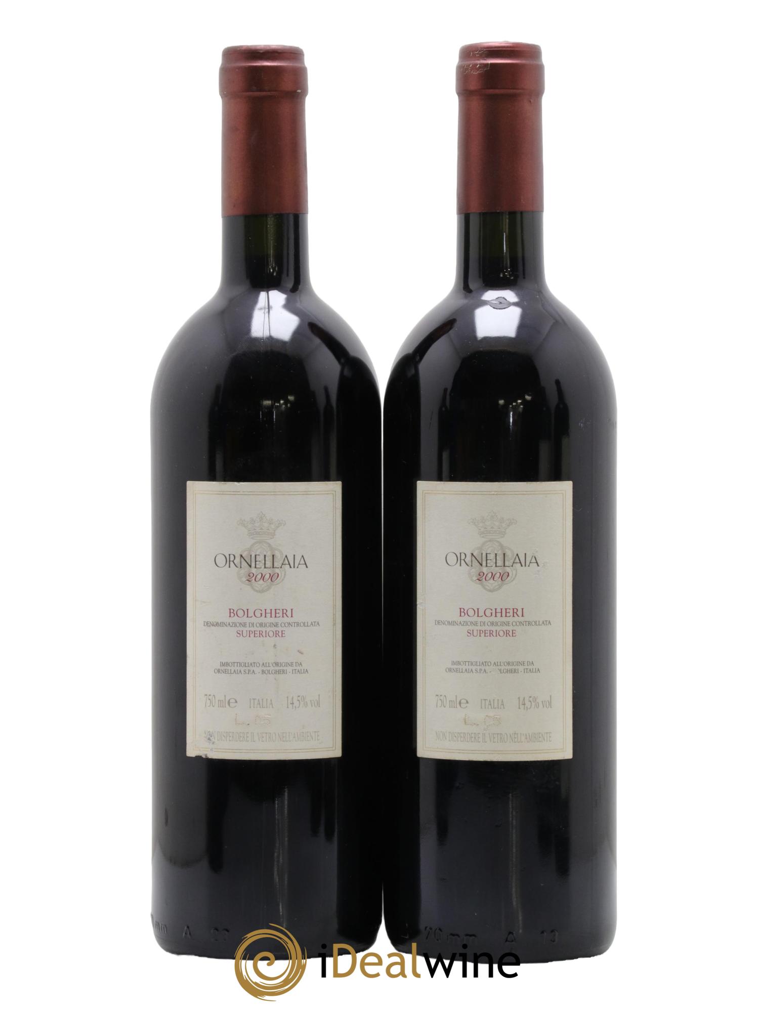 Bolgheri DOC Superiore Ornellaia Tenuta Dell'Ornellaia - Frescobaldi 2000 - Lotto di 2 bottiglie - 1