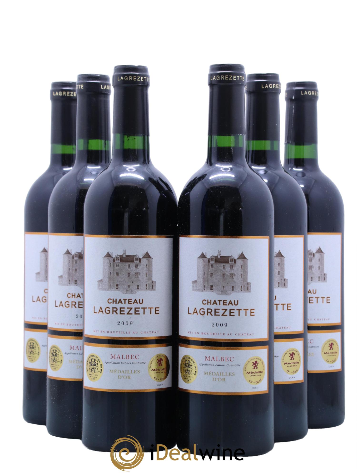 Cahors Château Lagrezette Alain Dominique Perrin 2009 - Lot de 6 bouteilles - 0