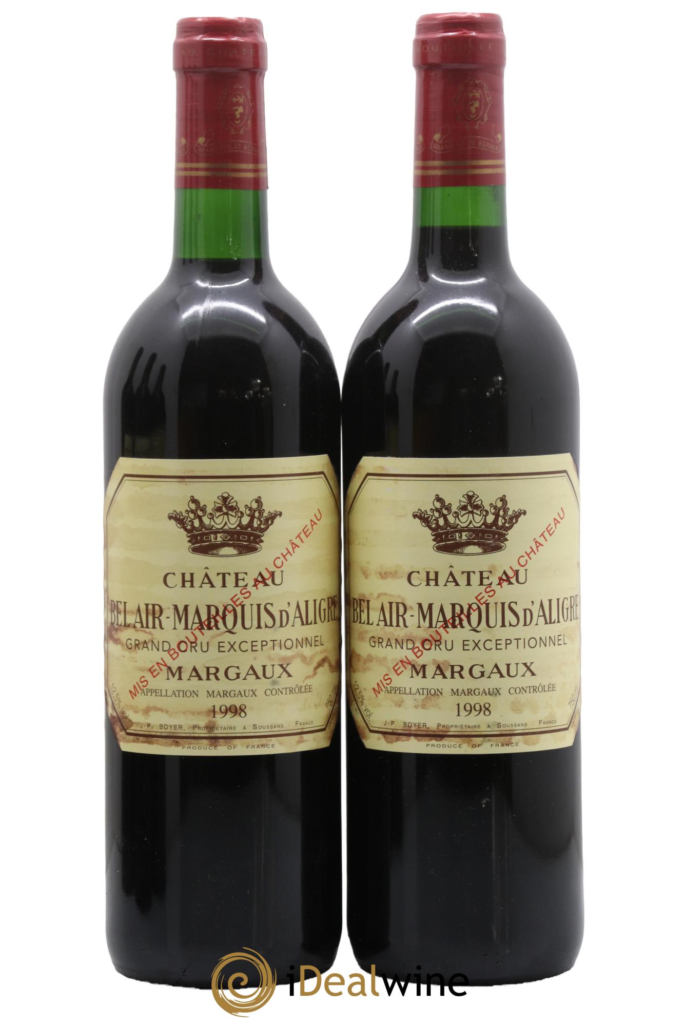 Château Bel Air Marquis d'Aligre 1998 - Lot of 2 bottles - 0