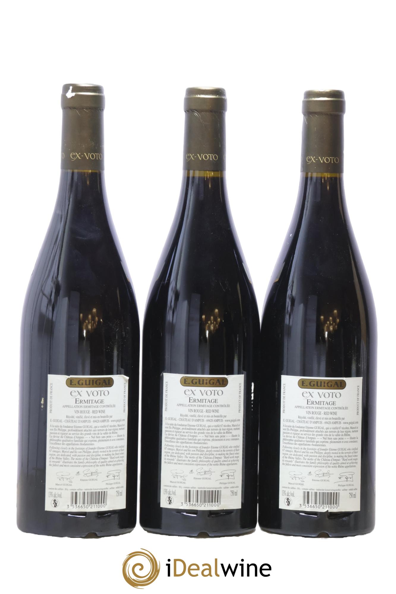 Ermitage Ex Voto Guigal 2007 - Lot of 3 bottles - 1