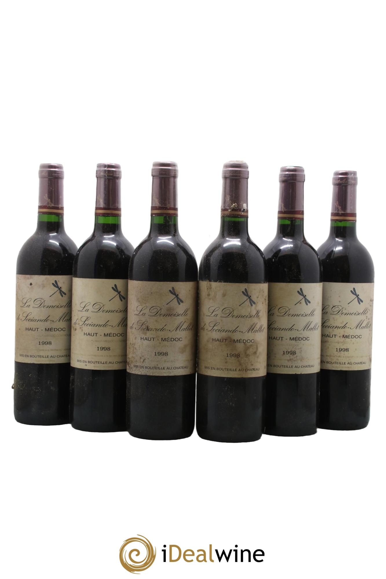 Demoiselle de Sociando Mallet Second Vin 1998 - Lotto di 6 bottiglie - 0