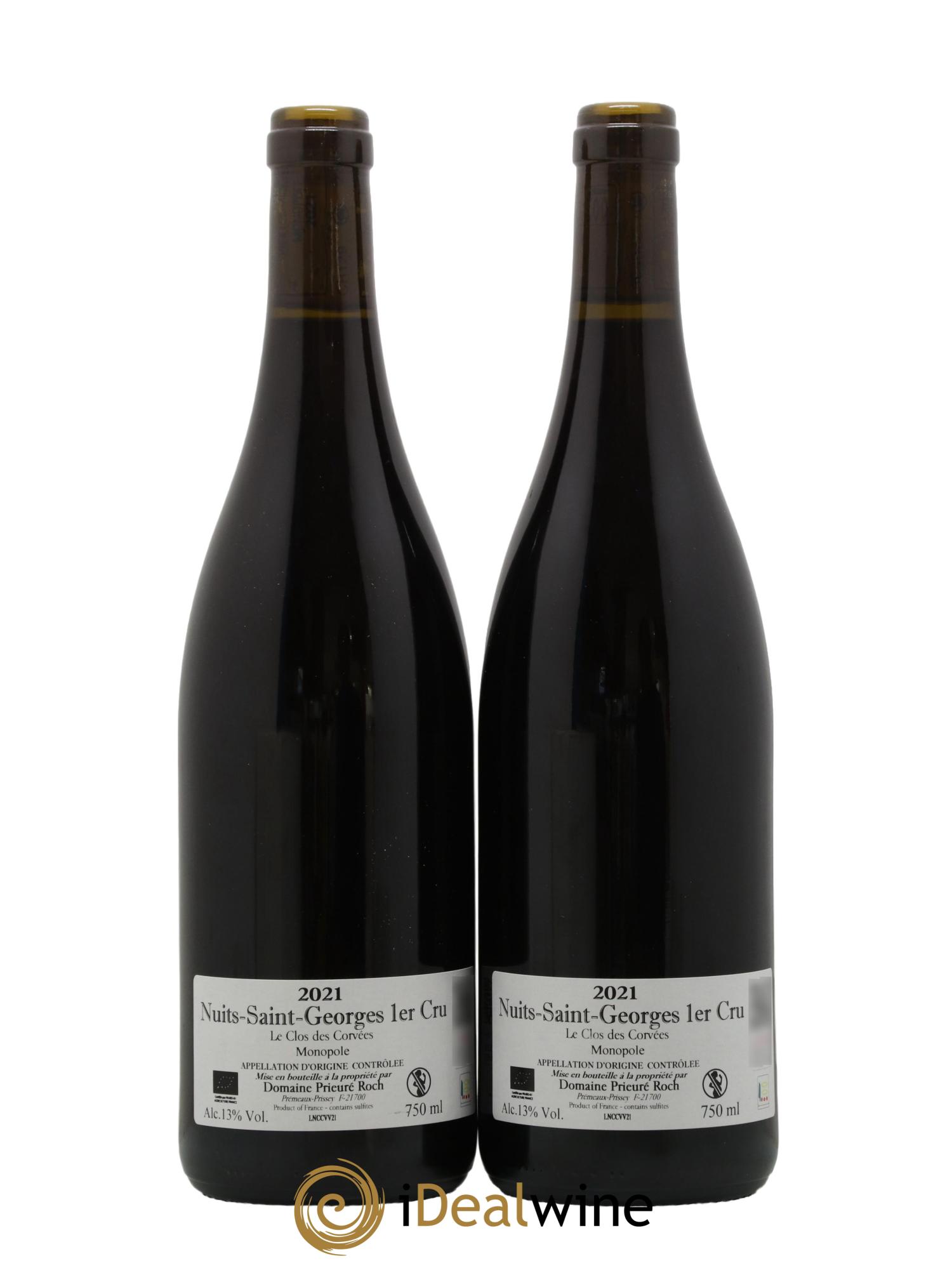 Nuits-Saint-Georges 1er Cru Le Clos des Corvées Vieilles Vignes Prieuré Roch 2021 - Lotto di 2 bottiglie - 1