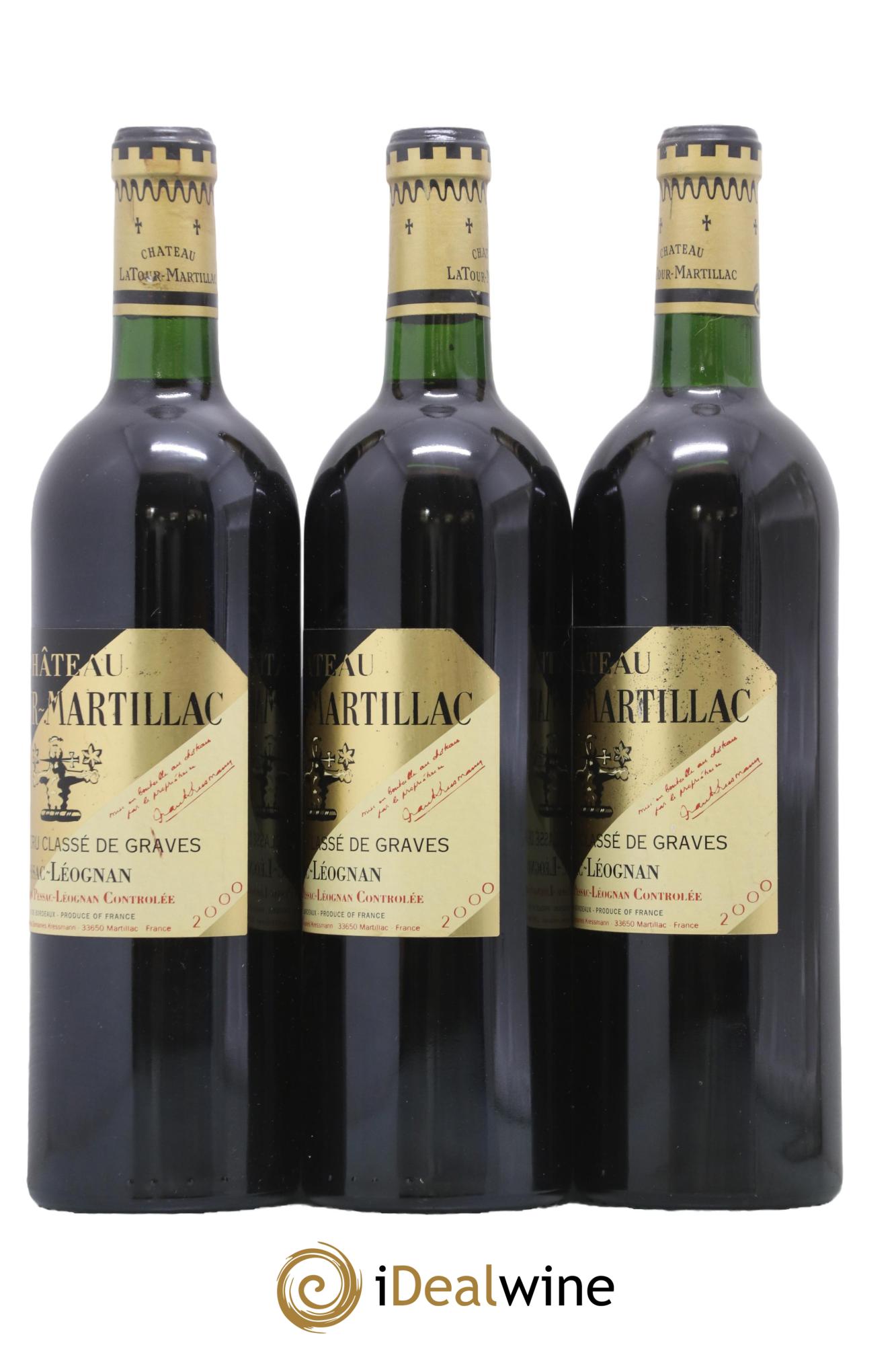 Château Latour-Martillac Cru Classé de Graves 2000 - Lotto di 3 bottiglie - 1
