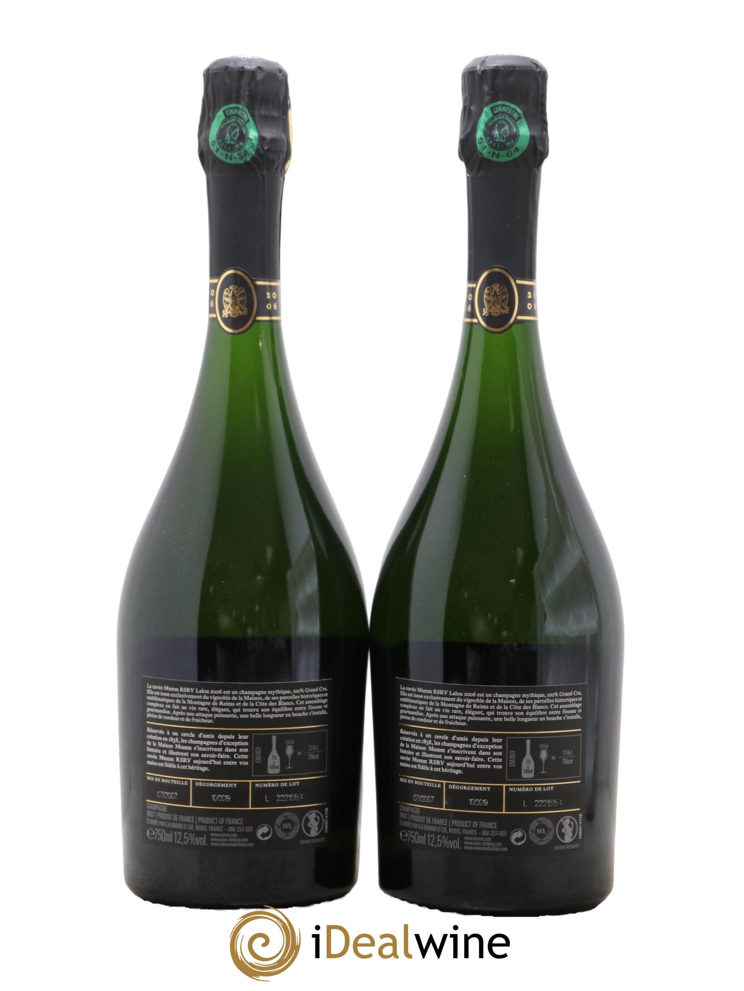 René Lalou Mumm 2006 - Posten von 2 Flaschen - 1