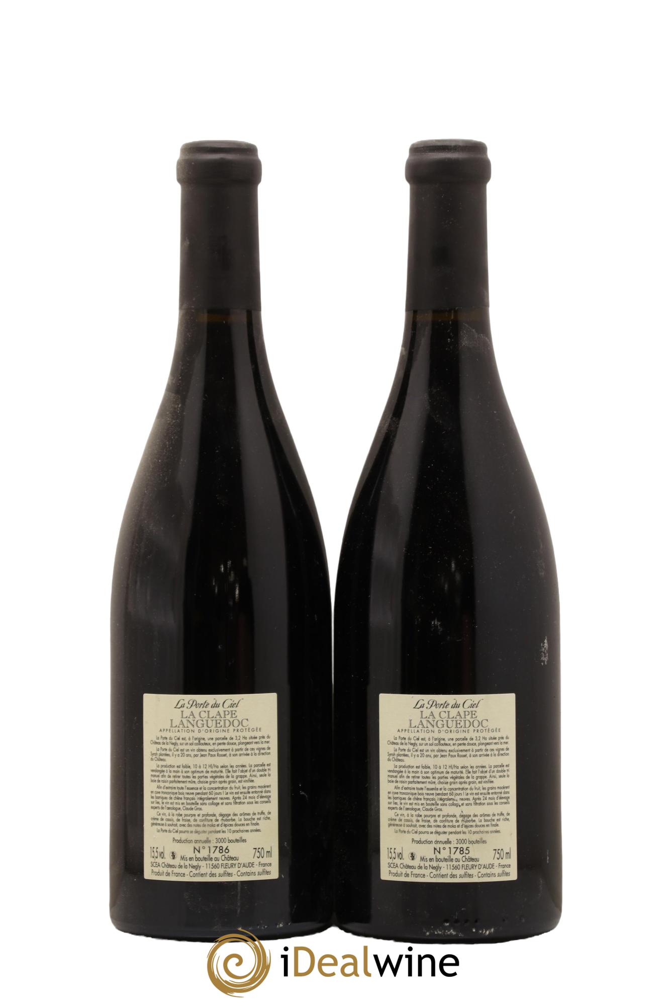 La Clape Château de La Négly La Porte du Ciel Jean Paux-Rosset 2014 - Lot de 2 bouteilles - 1