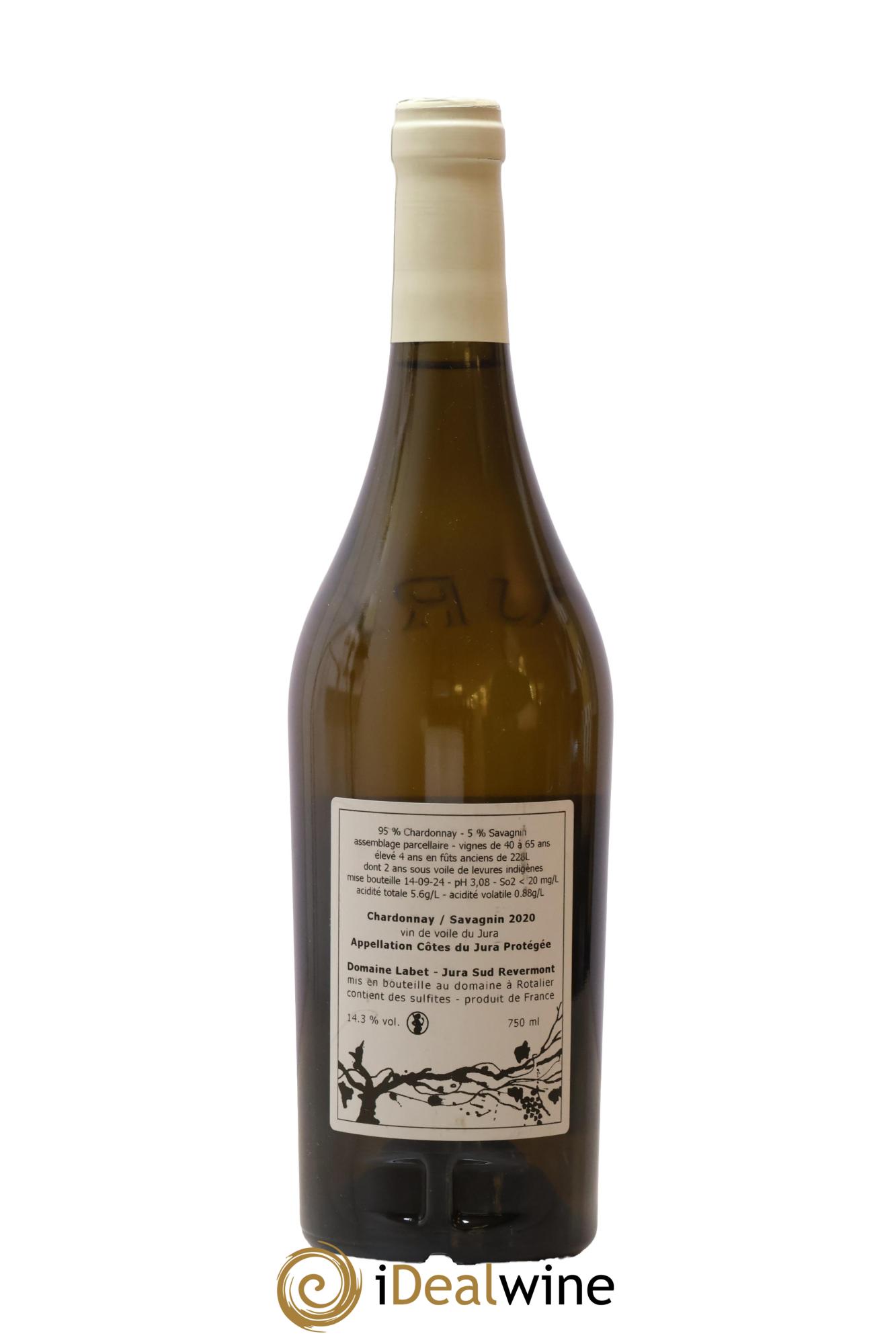 Côtes du Jura Vin de Voile Chardonnay-Savagnin cuvée de garde Romain - Julien - Charline Labet 2020 - Lot de 1 bouteille - 1