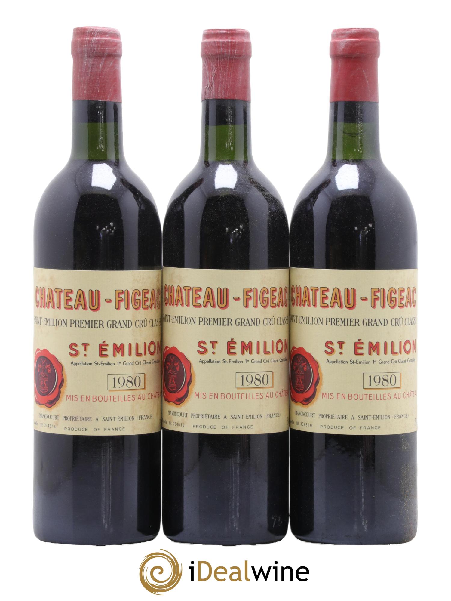 Château Figeac 1er Grand Cru Classé A 1980 - Lot de 3 bouteilles - 0