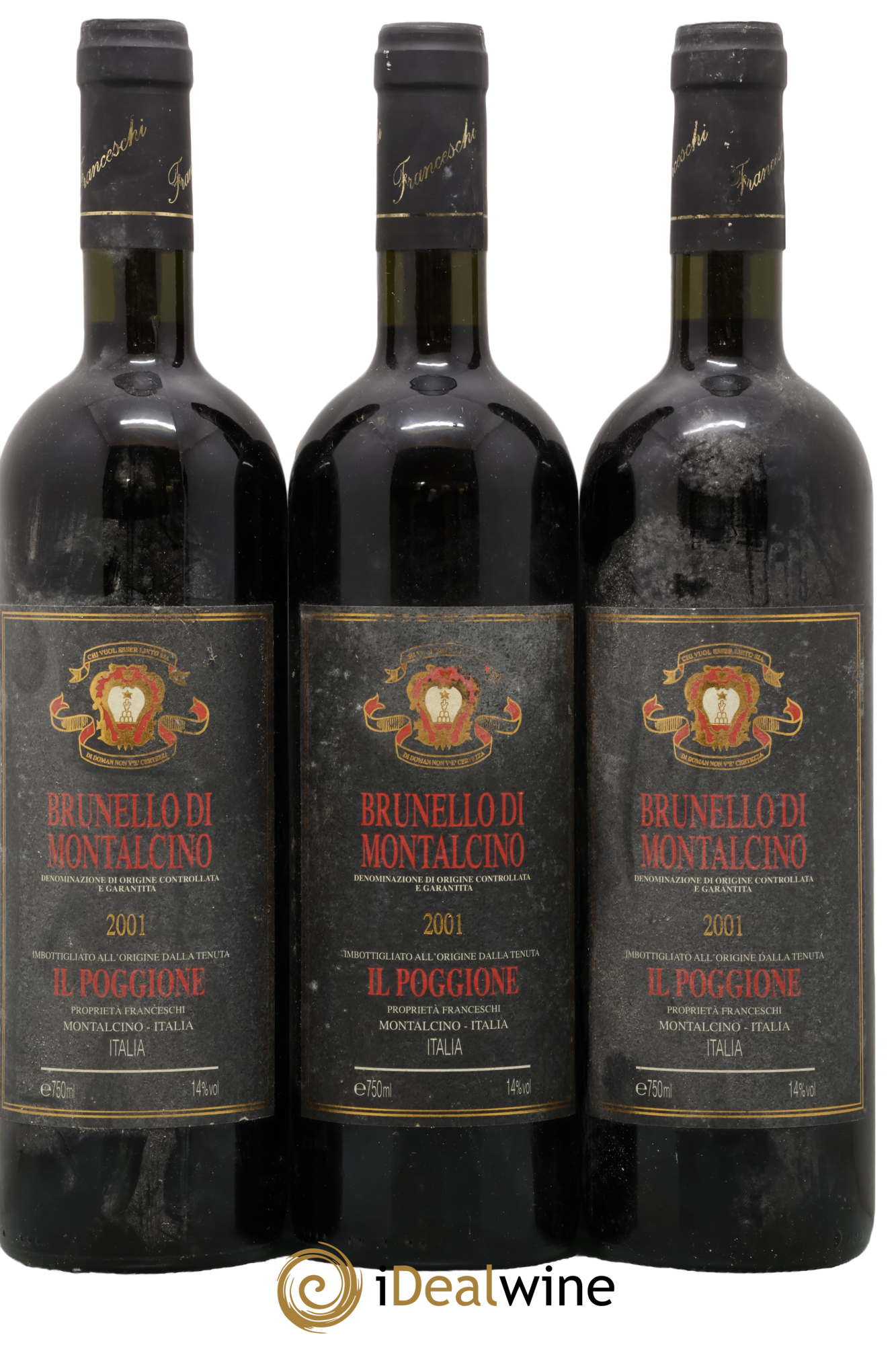 Brunello di Montalcino DOCG Il Poggione Lavinio Franceschi 2001 - Lot de 3 bouteilles - 0