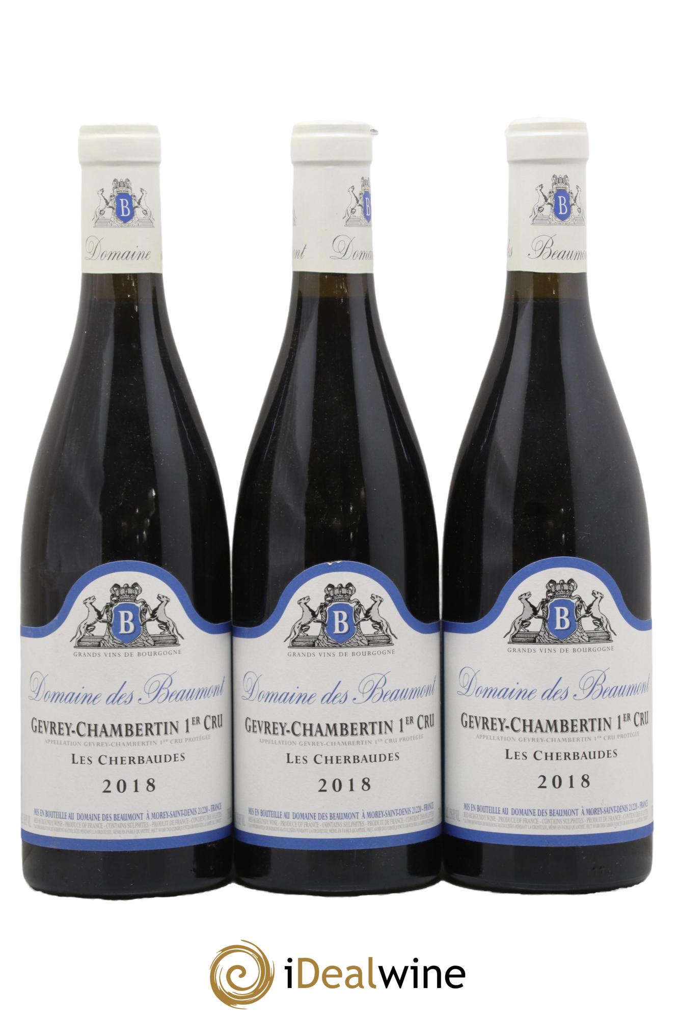 Gevrey-Chambertin 1er Cru Les Cherbaudes Domaine des Beaumont 2018 - Posten von 3 Flaschen - 0