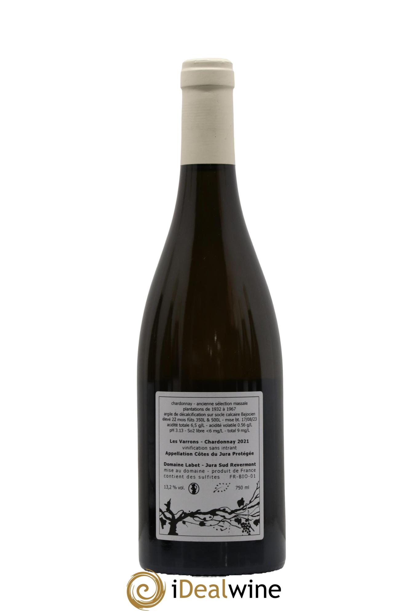 Côtes du Jura Chardonnay Les Varrons Romain - Julien - Charline Labet 2021 - Lot de 1 bouteille - 1
