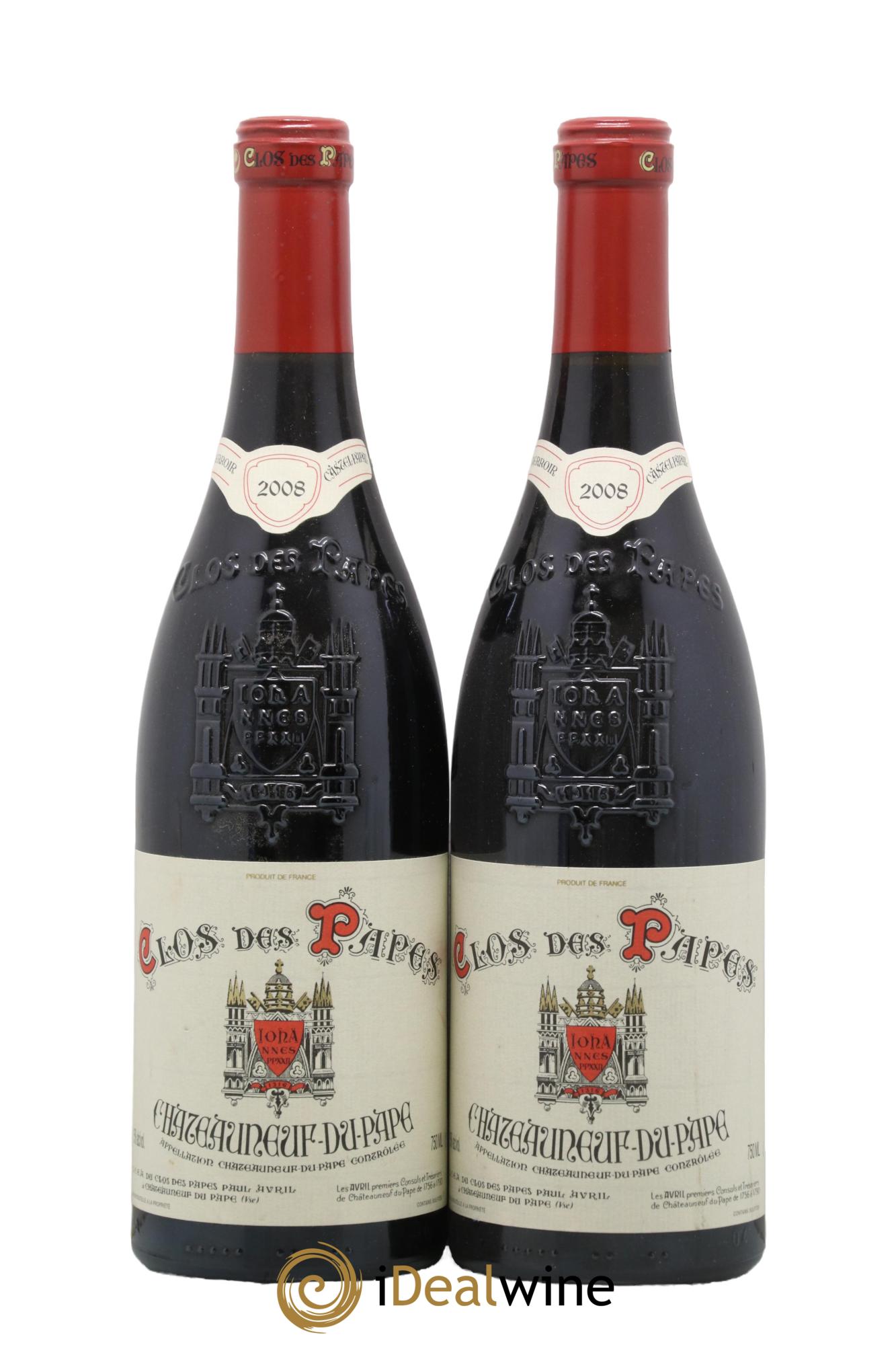 Châteauneuf-du-Pape Clos des Papes - Paul Avril 2008 - Lot de 2 bouteilles - 0