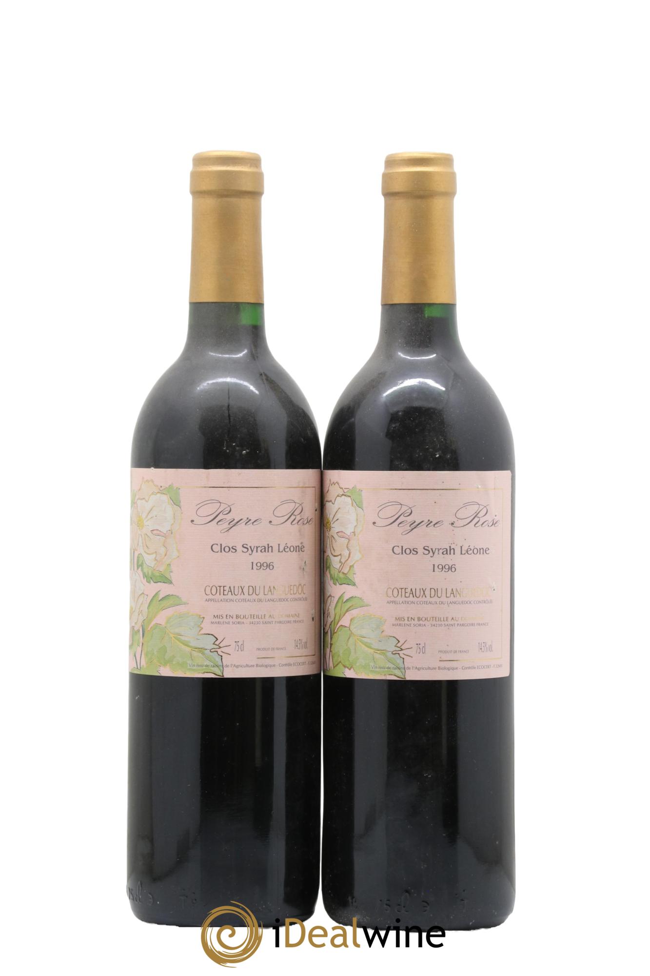 Coteaux du Languedoc Domaine Peyre Rose Belle Léone (anciennement Syrah Léone) Marlène Soria  1996 - Lot of 2 bottles - 0