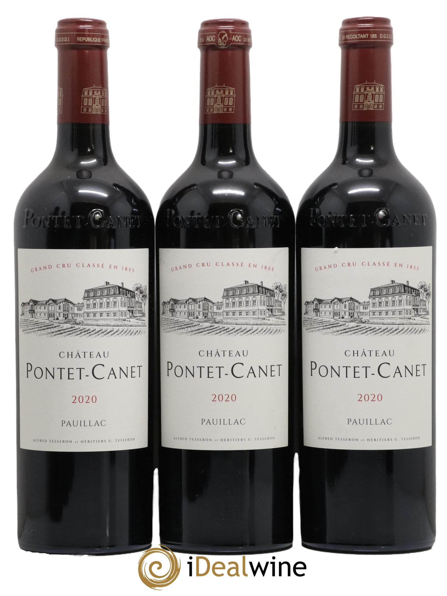 Château Pontet Canet 5ème Grand Cru Classé 2020 - Lot de 3 bouteilles - 0