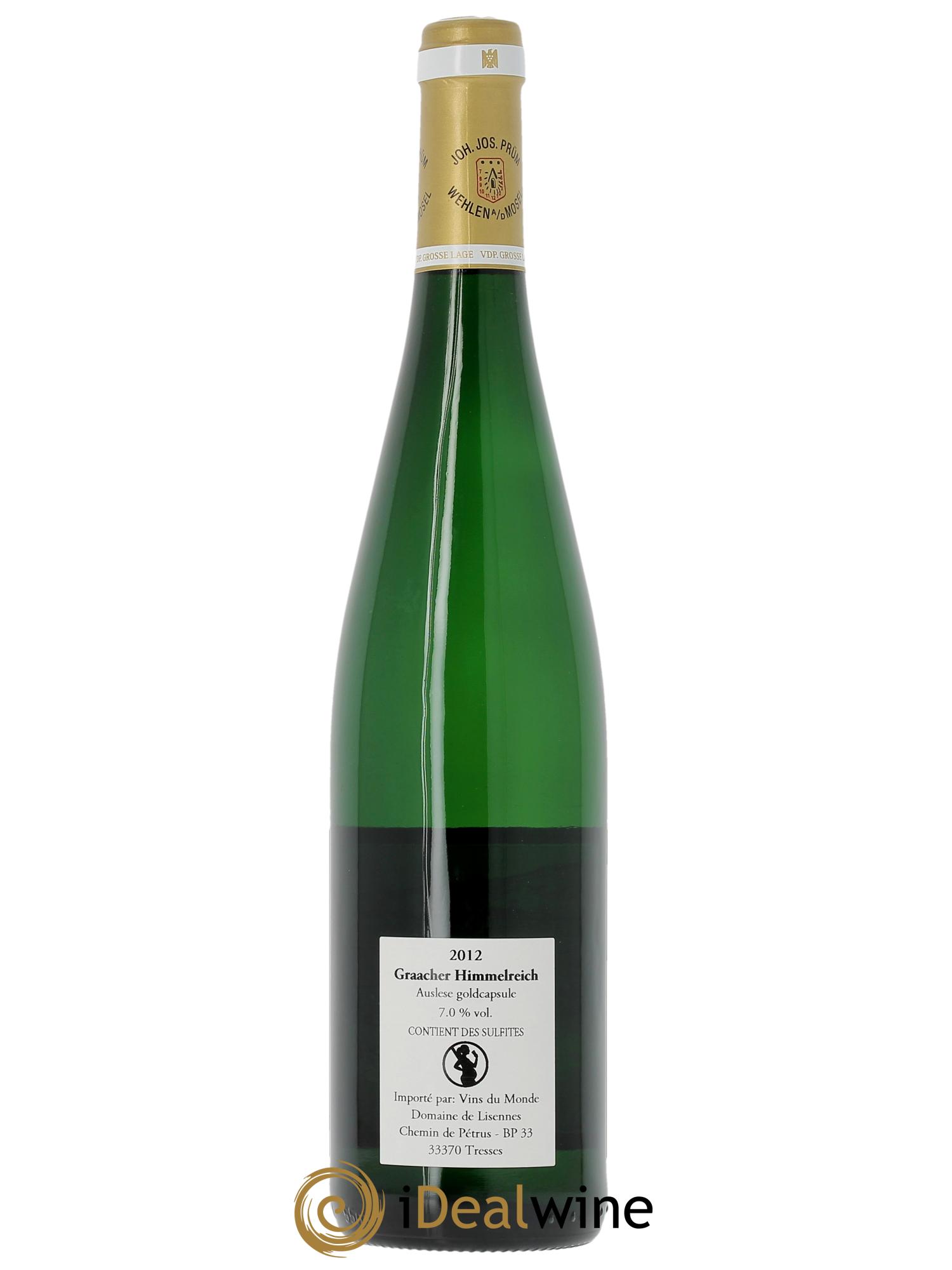 Riesling Joh. Jos. Prum Graacher Himmelreich Auslese Goldkap  2012 - Lot de 1 bouteille - 2