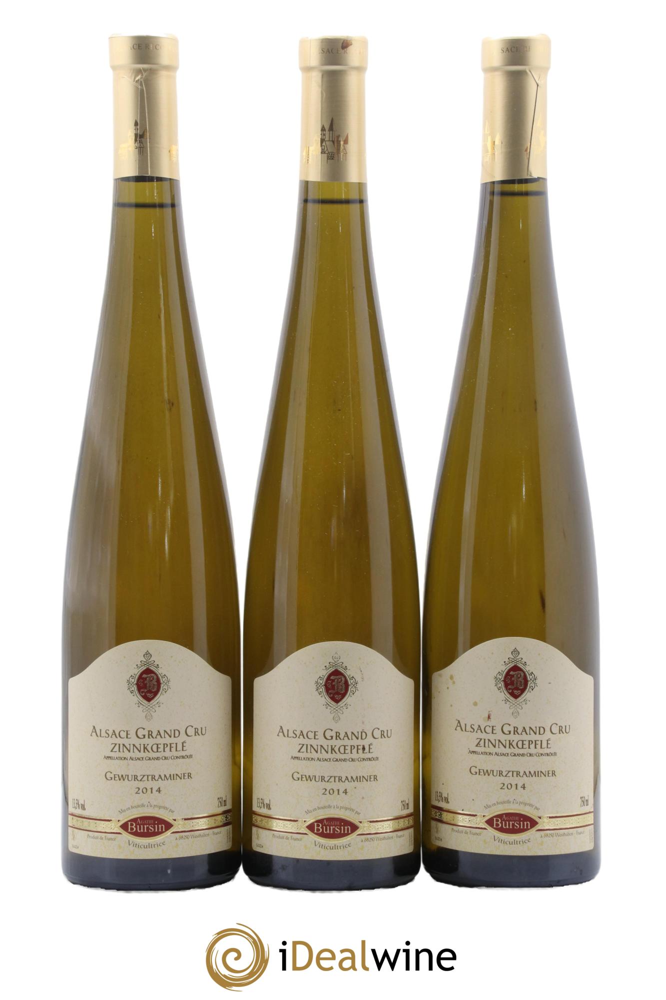 Alsace Gewurztraminer Grand Cru Zinnkoepflé Agathe Bursin 2014 - Lot of 3 bottles - 0