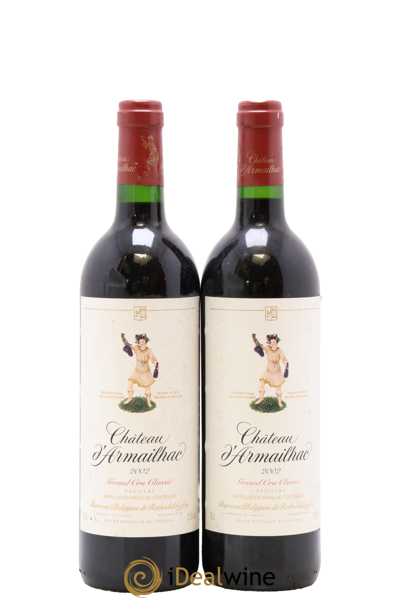 Château d' Armailhac - Mouton Baron(ne) Philippe 5ème Grand Cru Classé 2002 - Lot de 2 bouteilles - 0