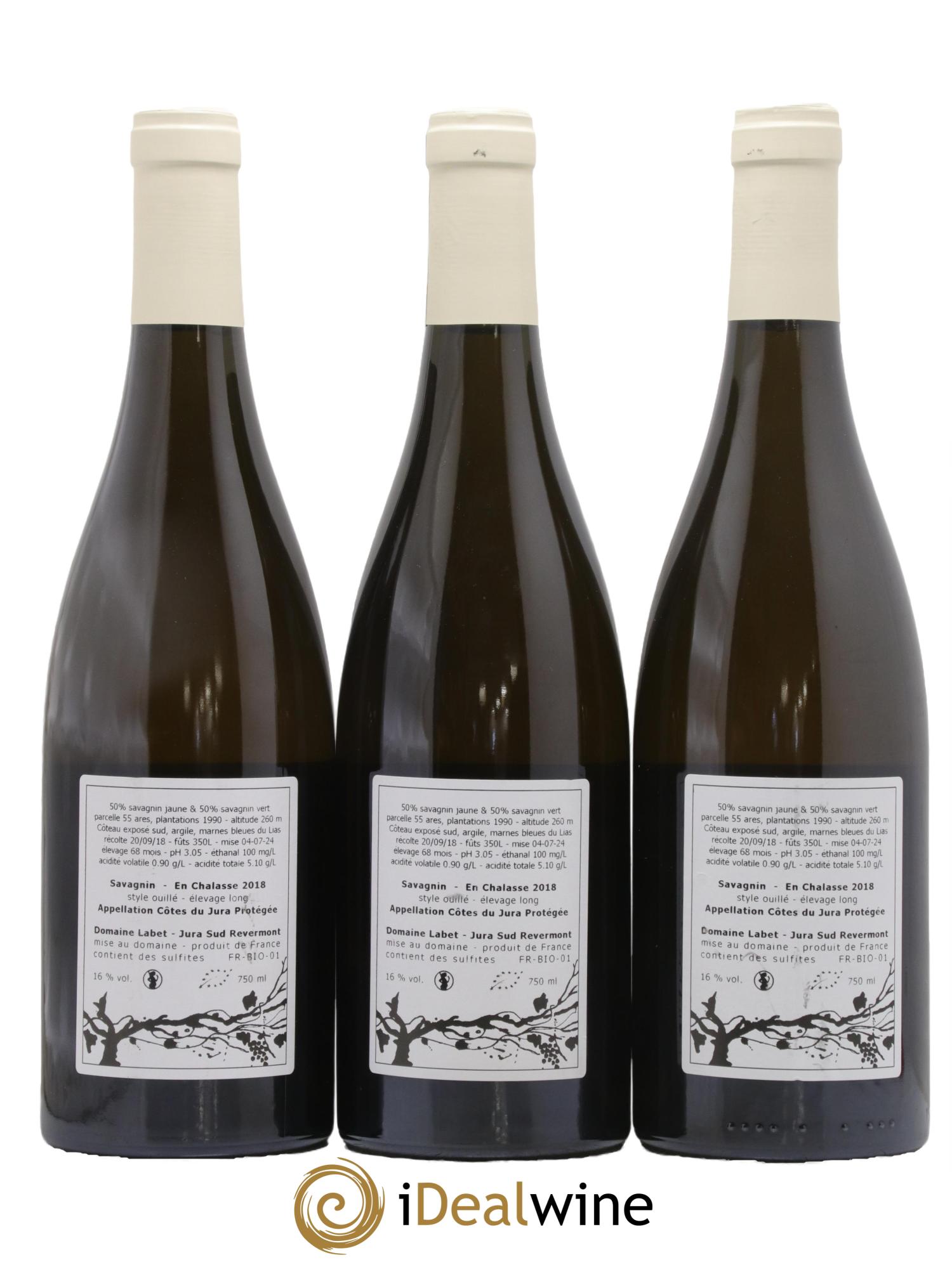 Côtes du Jura Savagnin en Chalasse Elevage Long Romain - Julien - Charline Labet 2018 - Lot de 3 bouteilles - 1