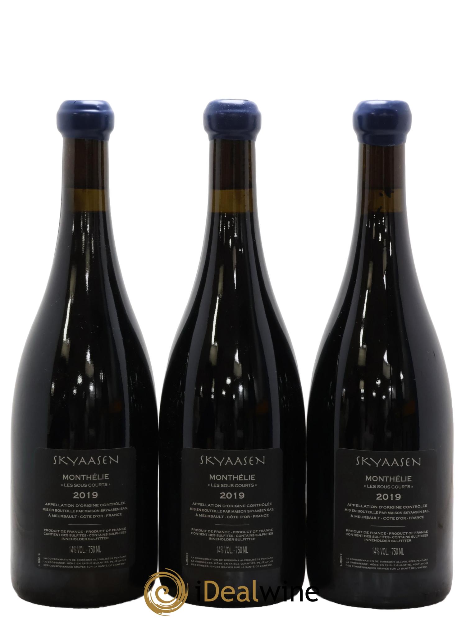 Monthélie Les Sous Courts Maison Skyaasen 2019 - Lot de 3 bouteilles - 1