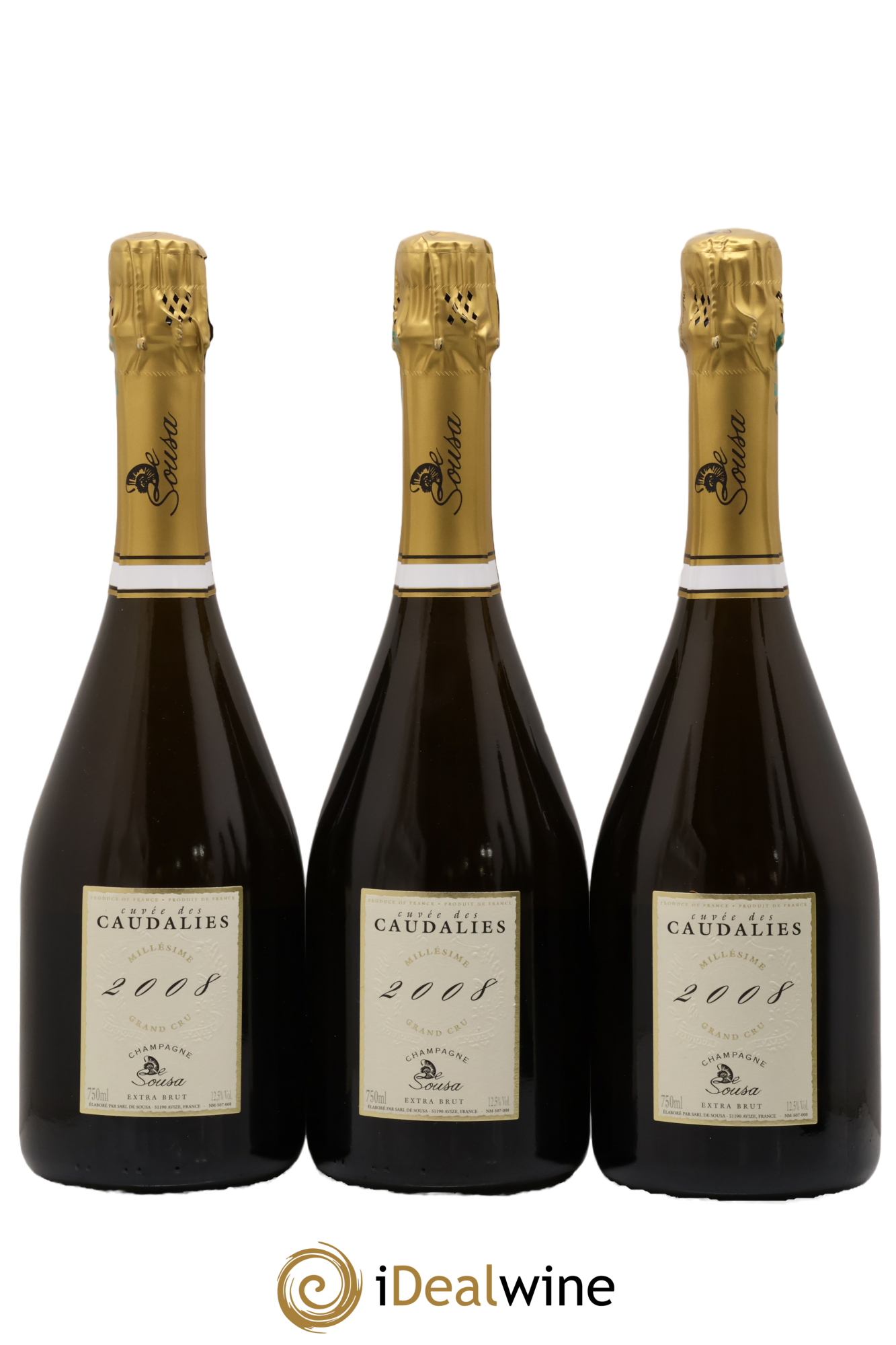 Cuvée des Caudalies Grand Cru Extra-Brut De Sousa 2008 - Lot of 3 bottles - 0