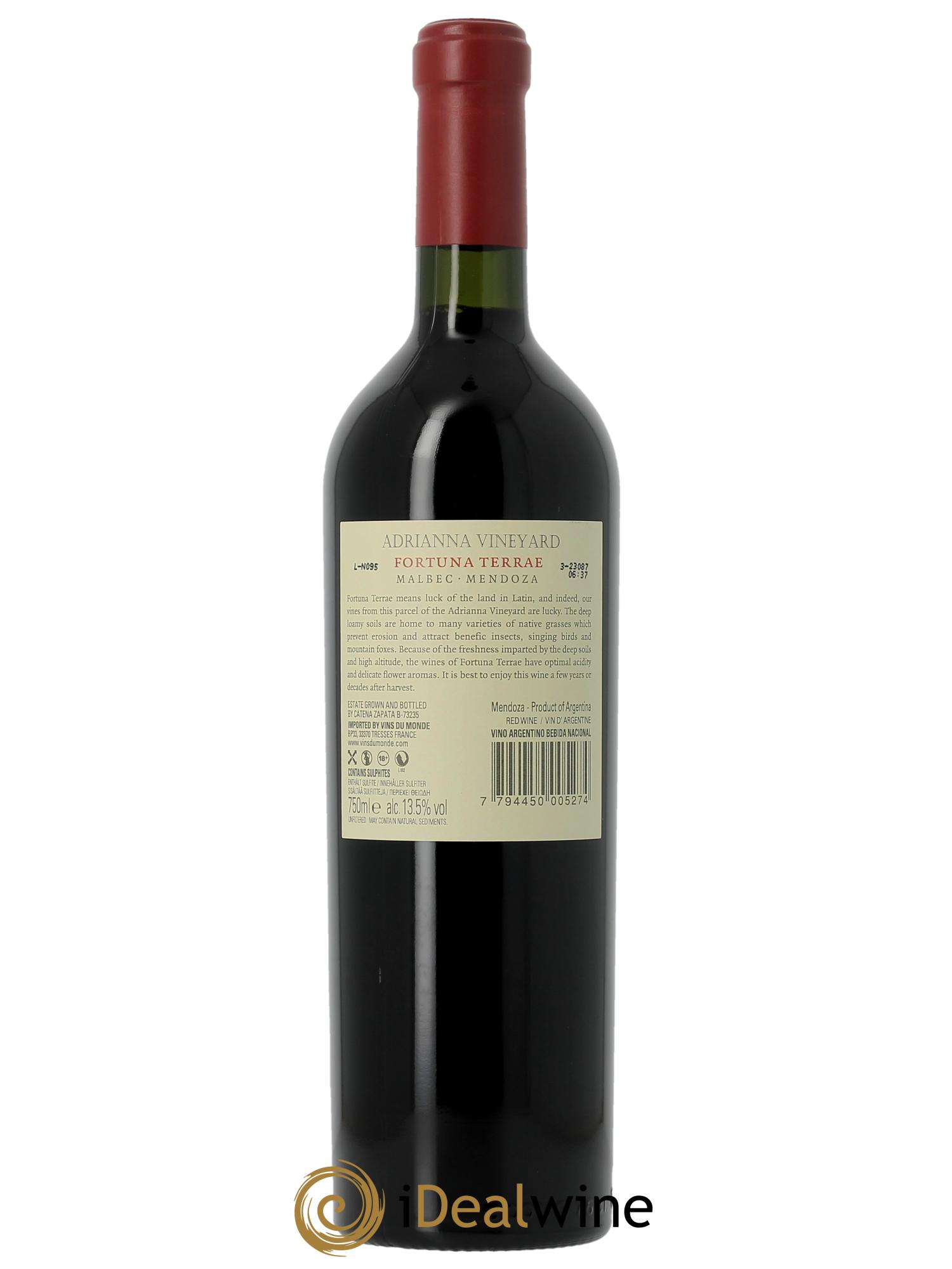 Mendoza Adrianna Vineyard Fortuna Terrae Catena Zapata 2019 - Lot of 1 bottle - 1