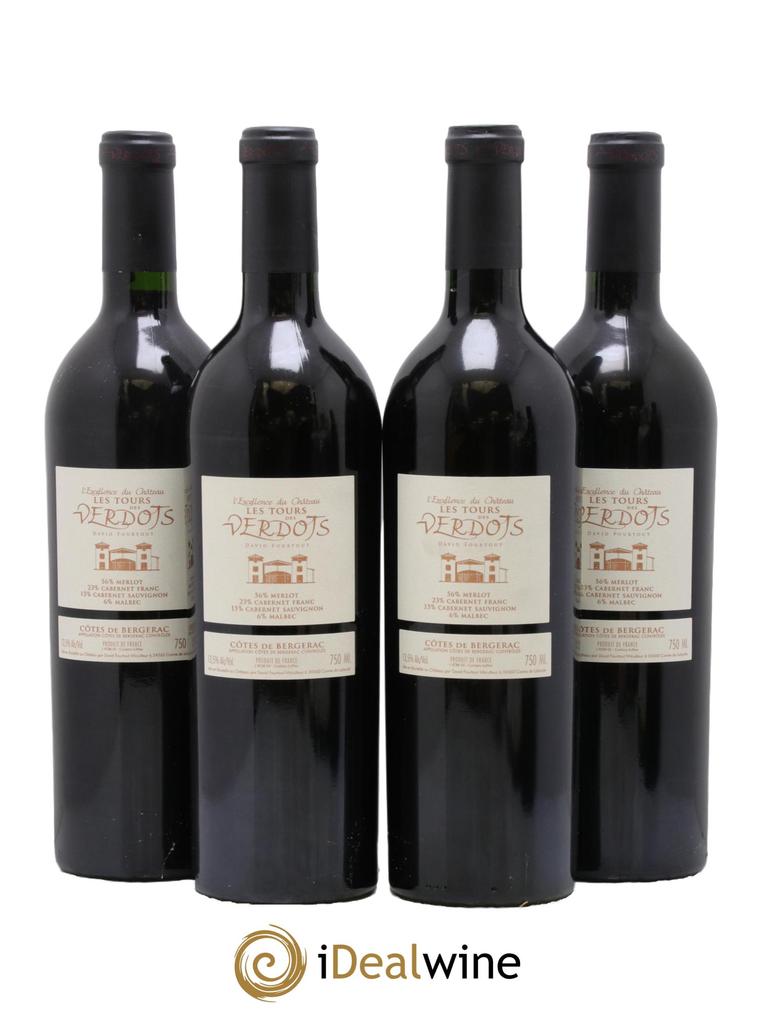 Côtes de Bergerac Les Verdots L'Excellence David Fourtout 2005 - Lotto di 4 bottiglie - 1