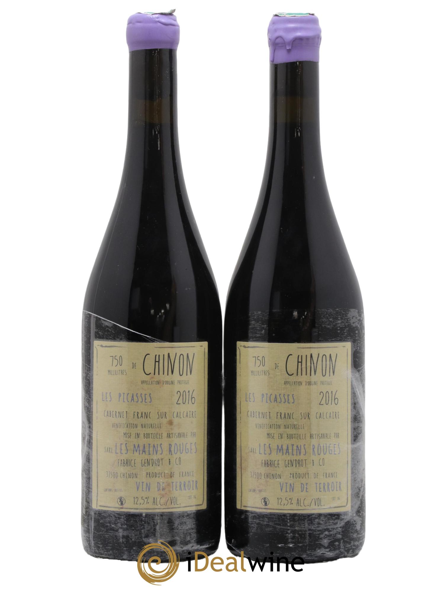 Chinon Les Picasses Les Mains Rouges 2016 - Lotto di 2 bottiglie - 1