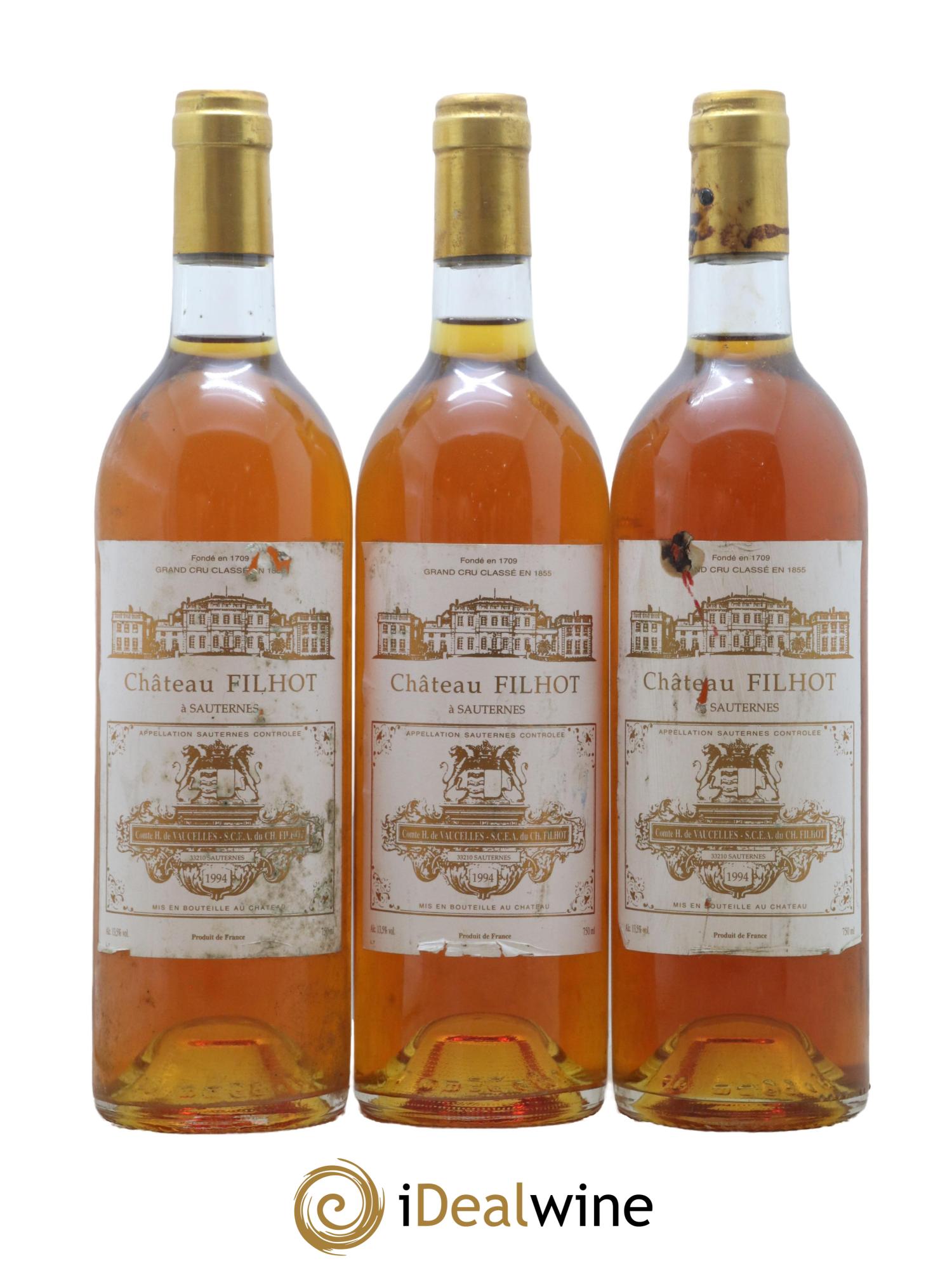 Château Filhot 2ème Grand Cru Classé 1994 - Lotto di 3 bottiglie - 0
