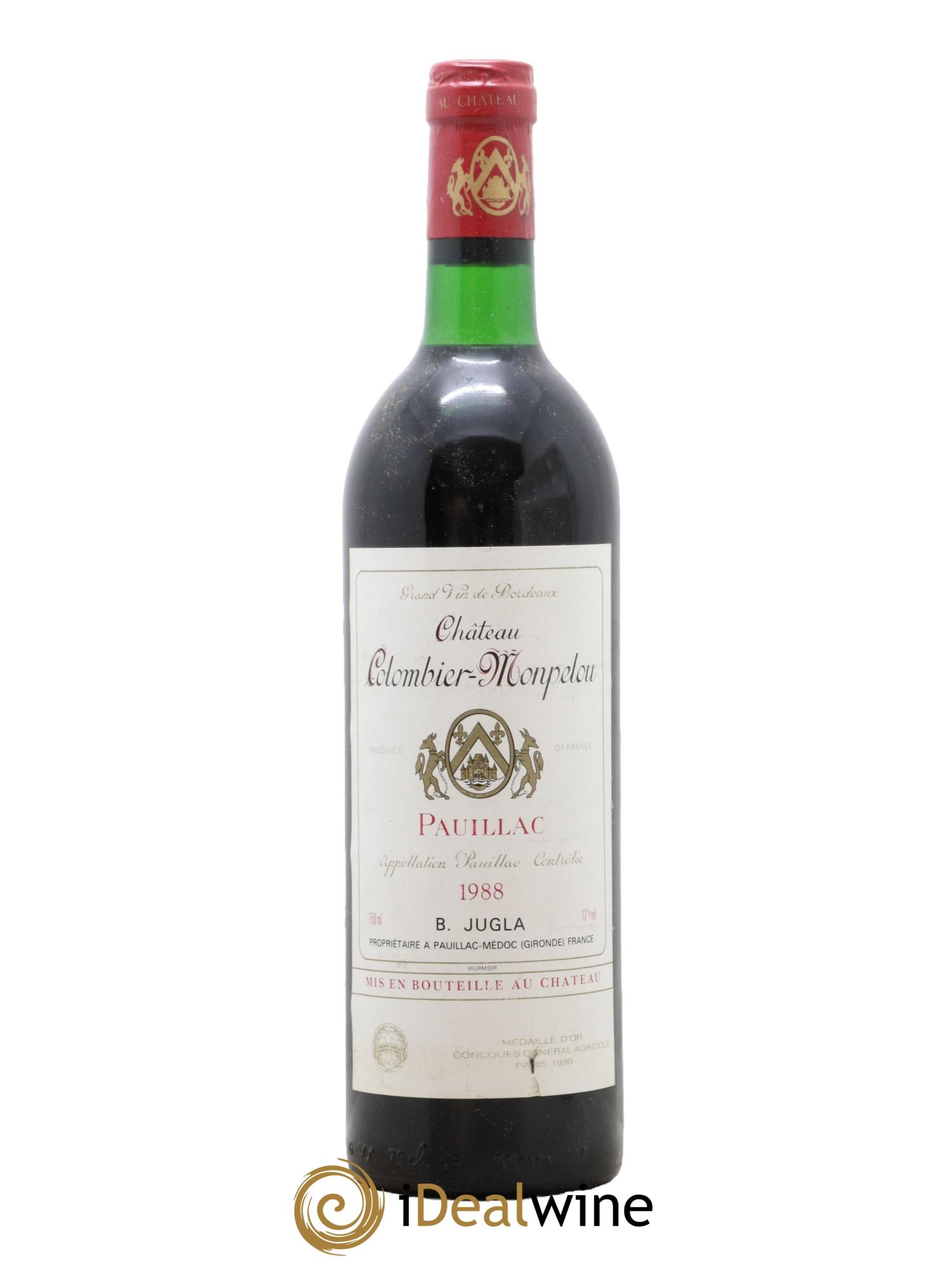 Château Colombier Monpelou Cru Bourgeois 1988 - Lot de 1 bouteille - 0