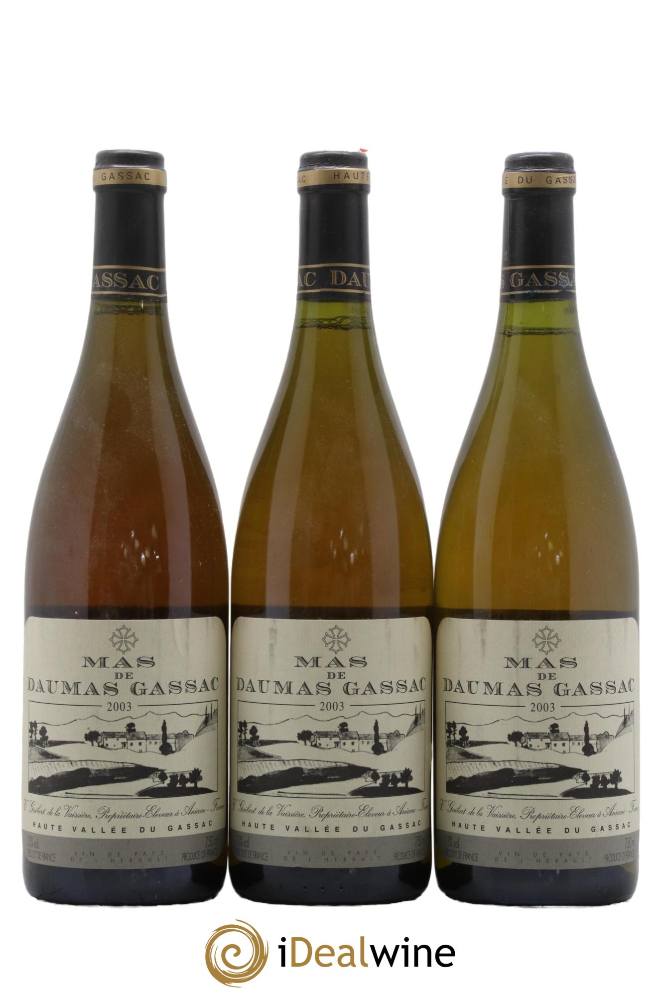 Saint-Guilhem-le-Désert - Cité d'Aniane Mas Daumas Gassac Famille Guibert de La Vaissière Mas de Daumas Gassac 2003 - Lot de 3 bouteilles - 0