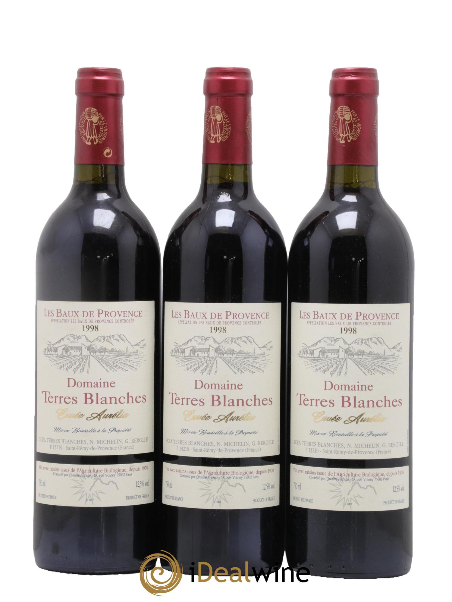 Baux de Provence Cuvée Aurélia Domaine des Terres Blanches 1998 - Lot de 3 bouteilles - 0