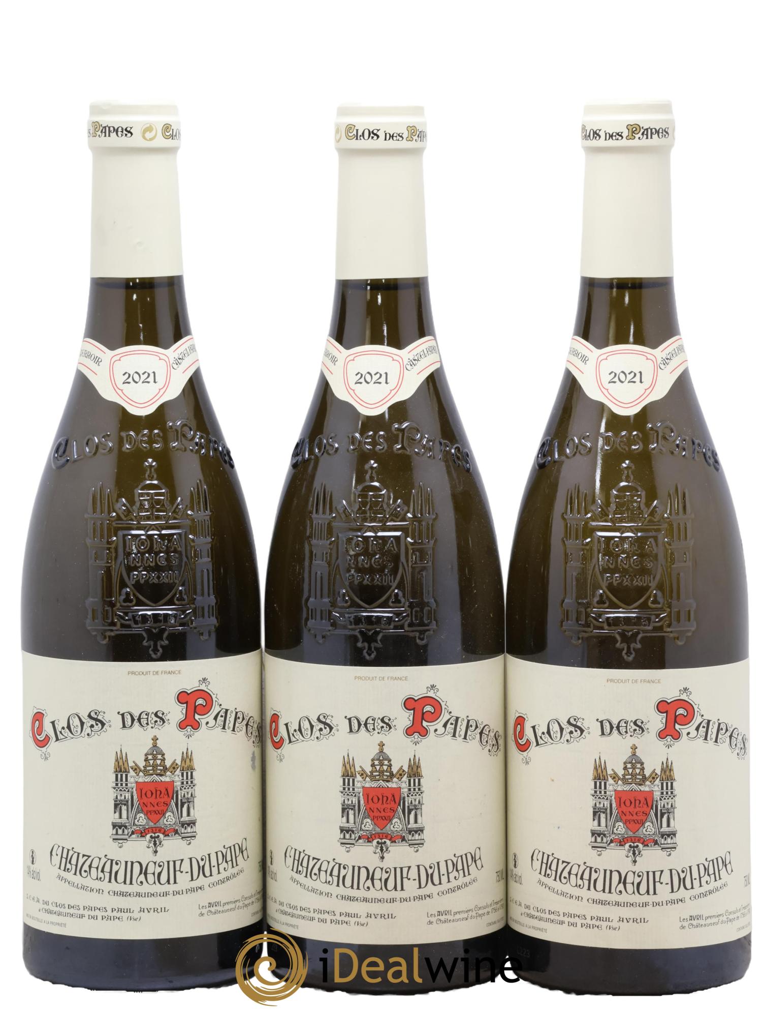 Châteauneuf-du-Pape Clos des Papes - Paul Avril 2021 - Lot de 3 bouteilles - 0