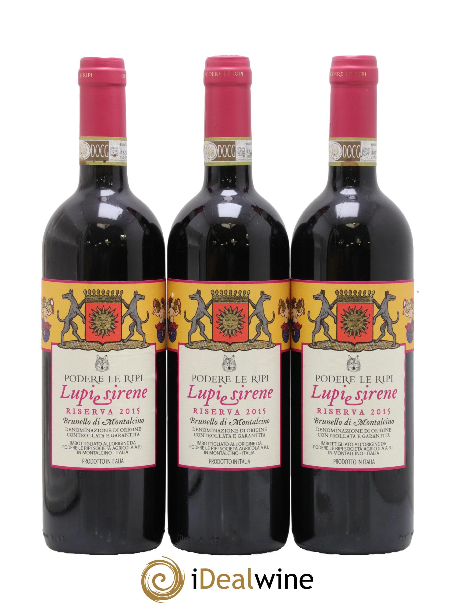 Brunello di Montalcino DOCG Lupi e Sirene Riserva Podere Le Ripi 2015 - Lot de 3 bouteilles - 0
