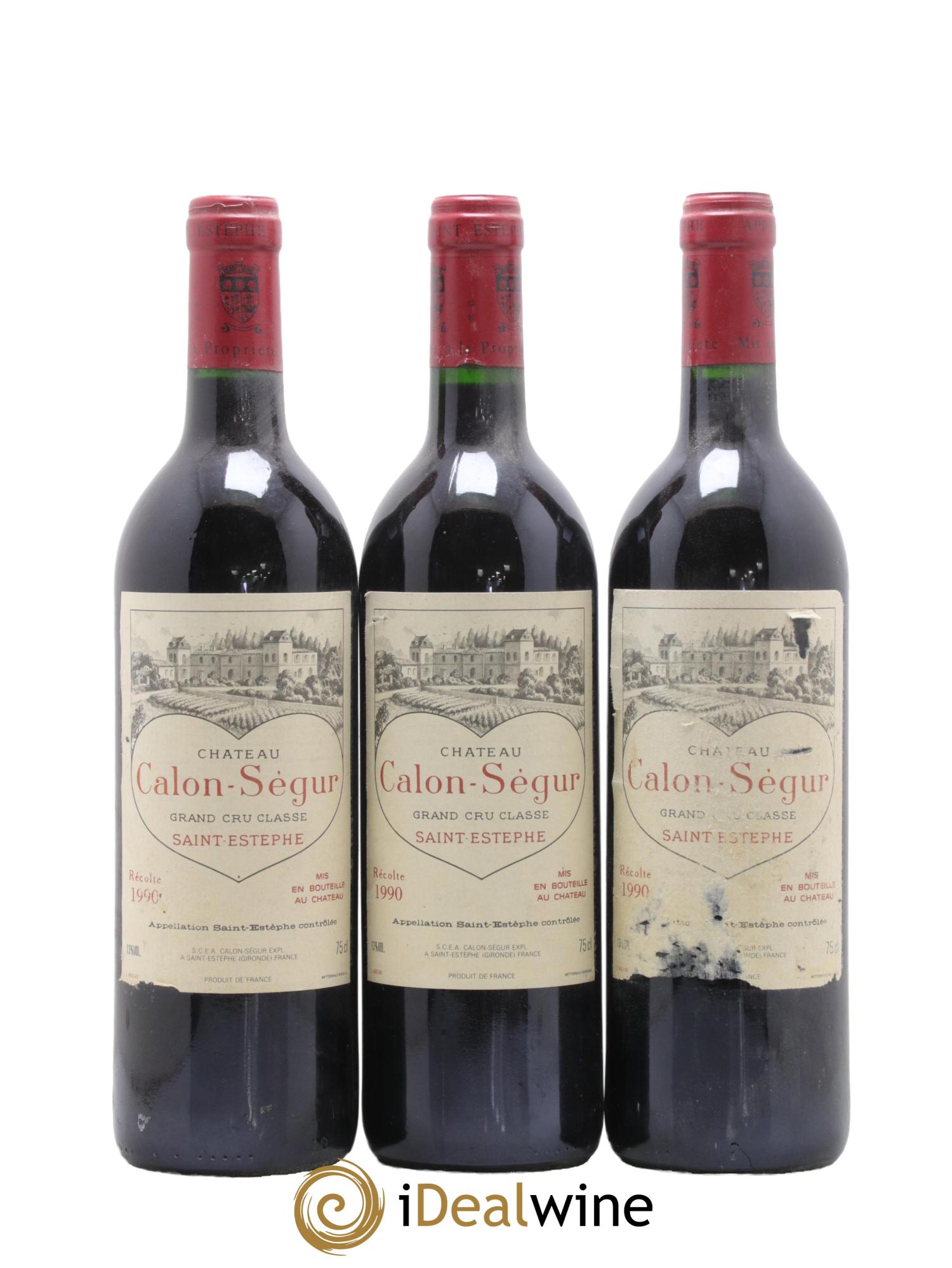 Château Calon Ségur 3ème Grand Cru Classé 1990 - Lot de 3 bouteilles - 0
