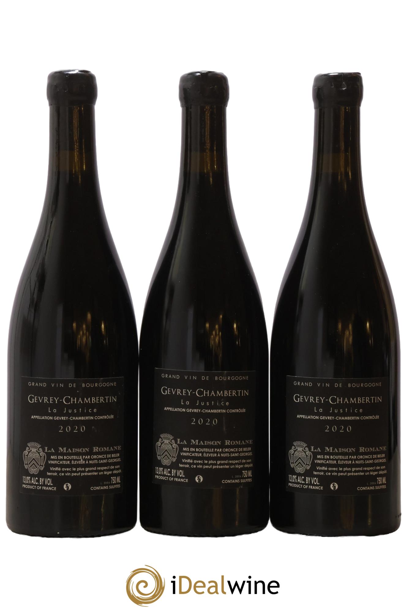Gevrey-Chambertin La Justice La Maison Romane 2020 - Lot de 3 bouteilles - 1