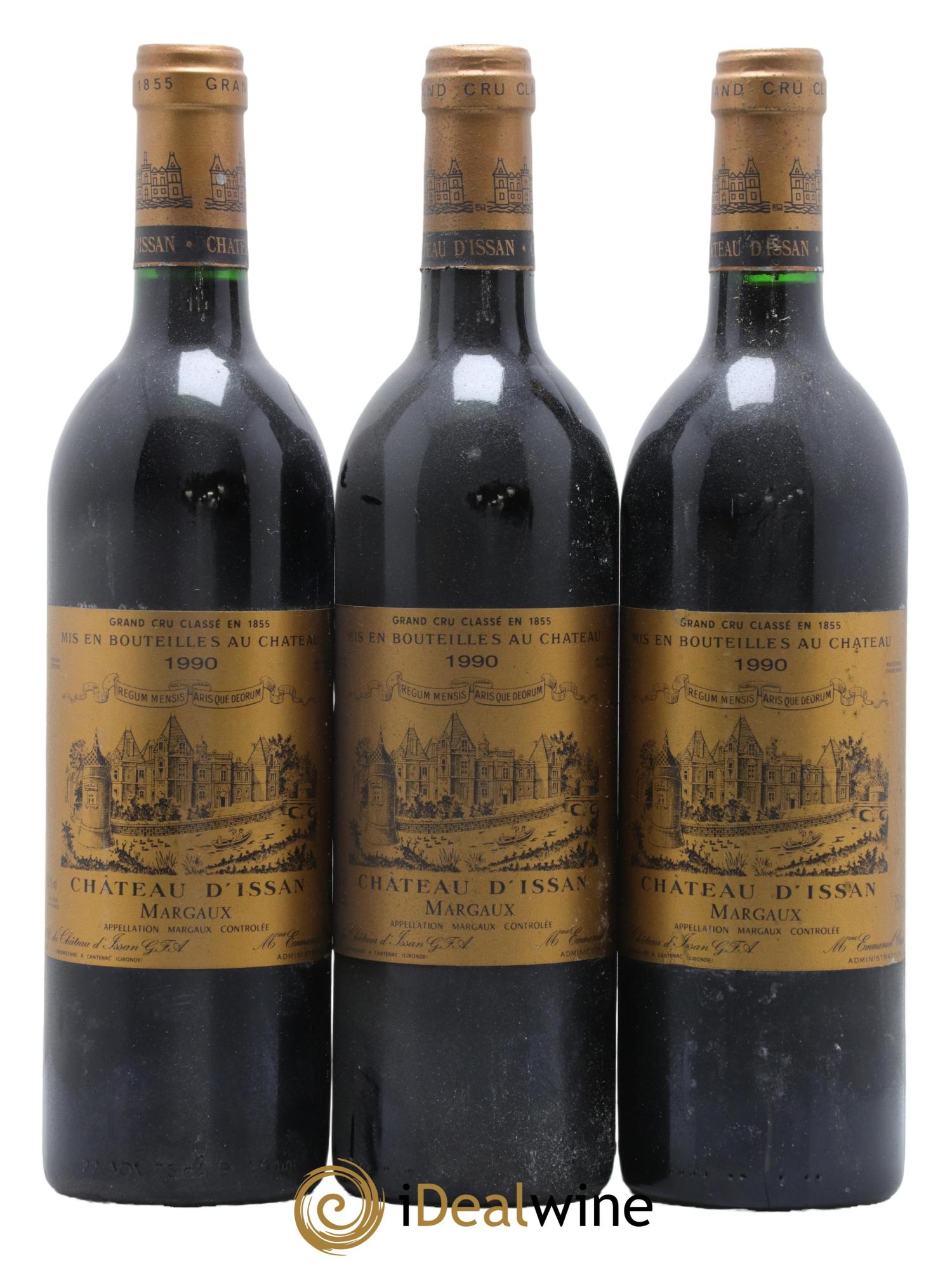 Château d'Issan 3ème Grand Cru Classé 1990 - Lot de 3 bouteilles - 0