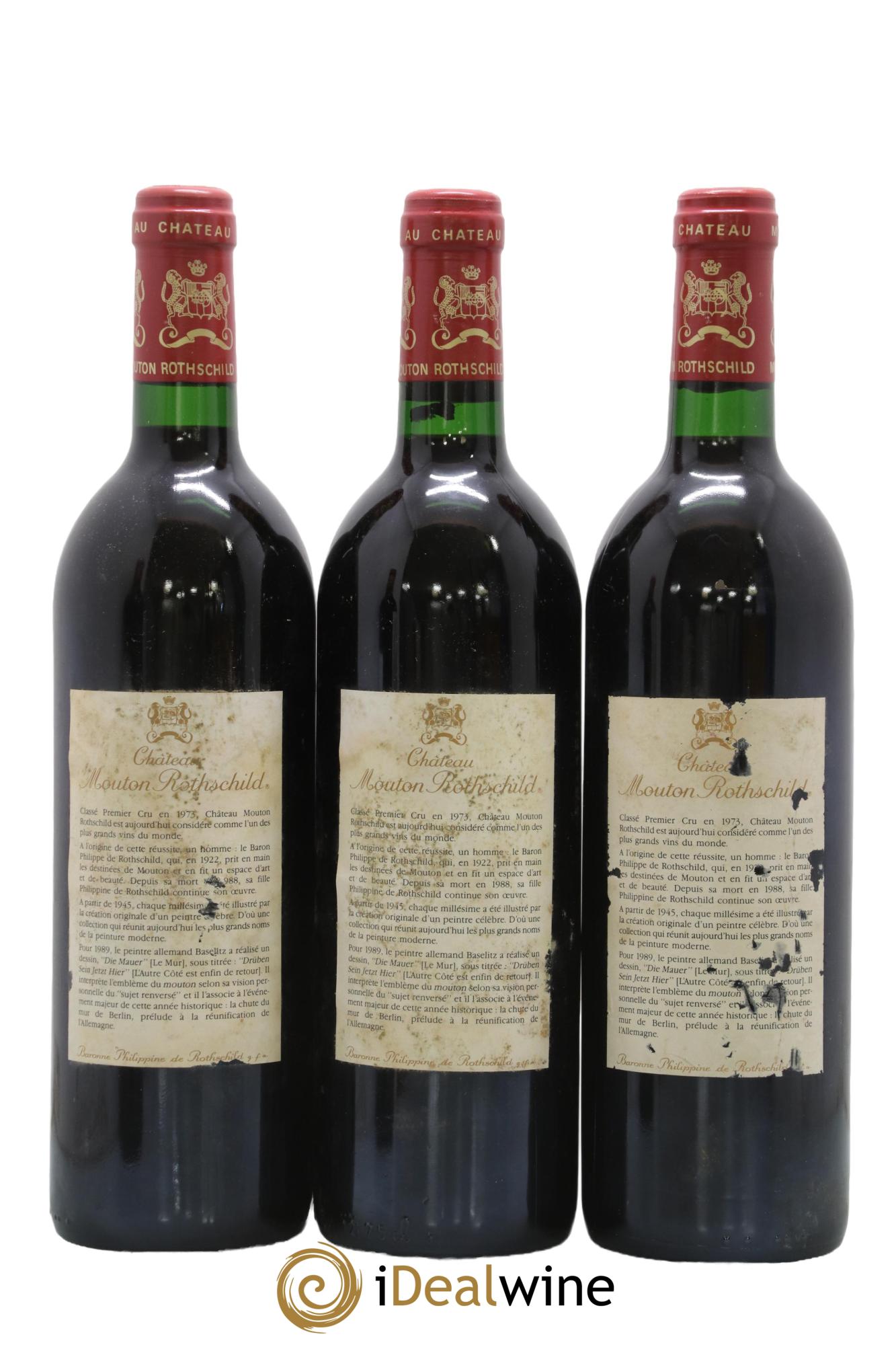 Château Mouton Rothschild 1er Grand Cru Classé 1989 - Lot of 3 bottles - 1