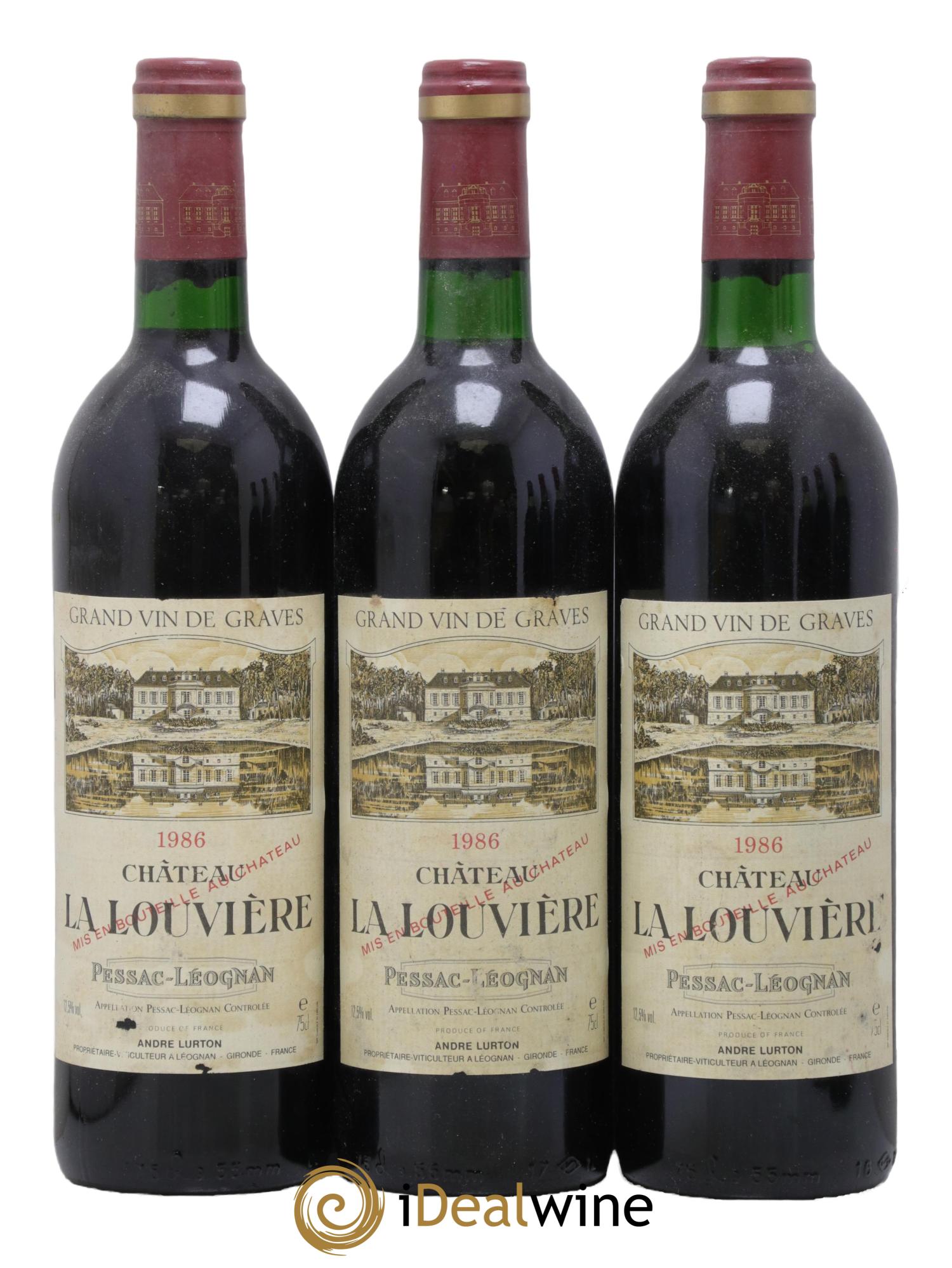 Château la Louvière 1986 - Lot of 3 bottles - 0