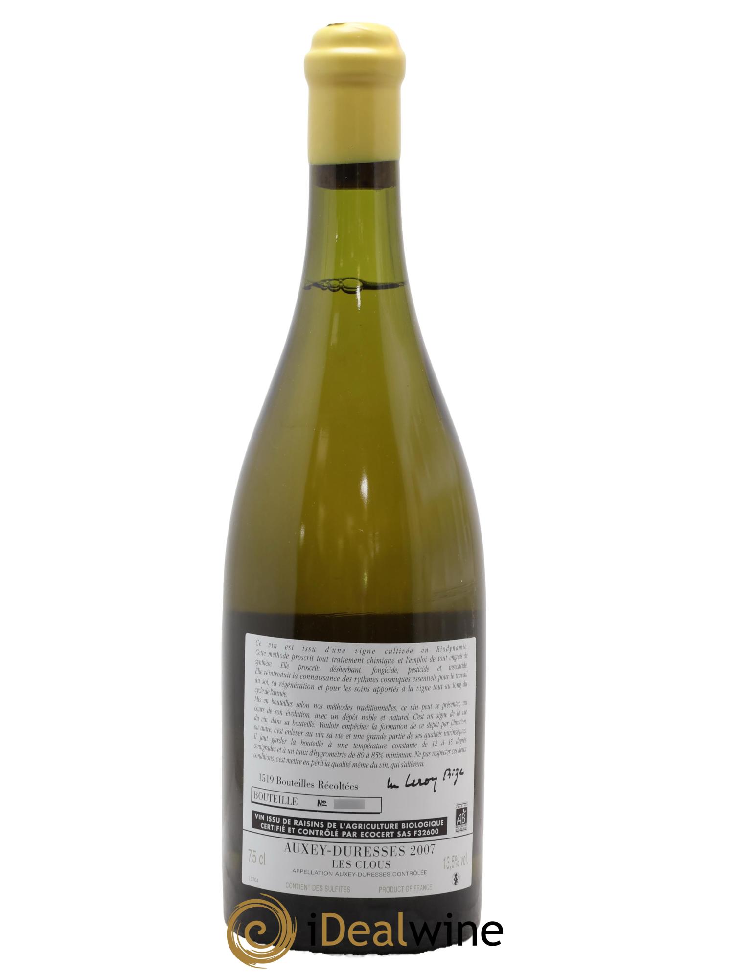 Auxey-Duresses Les Clous d'Auvenay (Domaine)  2007 - Posten von 1 Flasche - 1