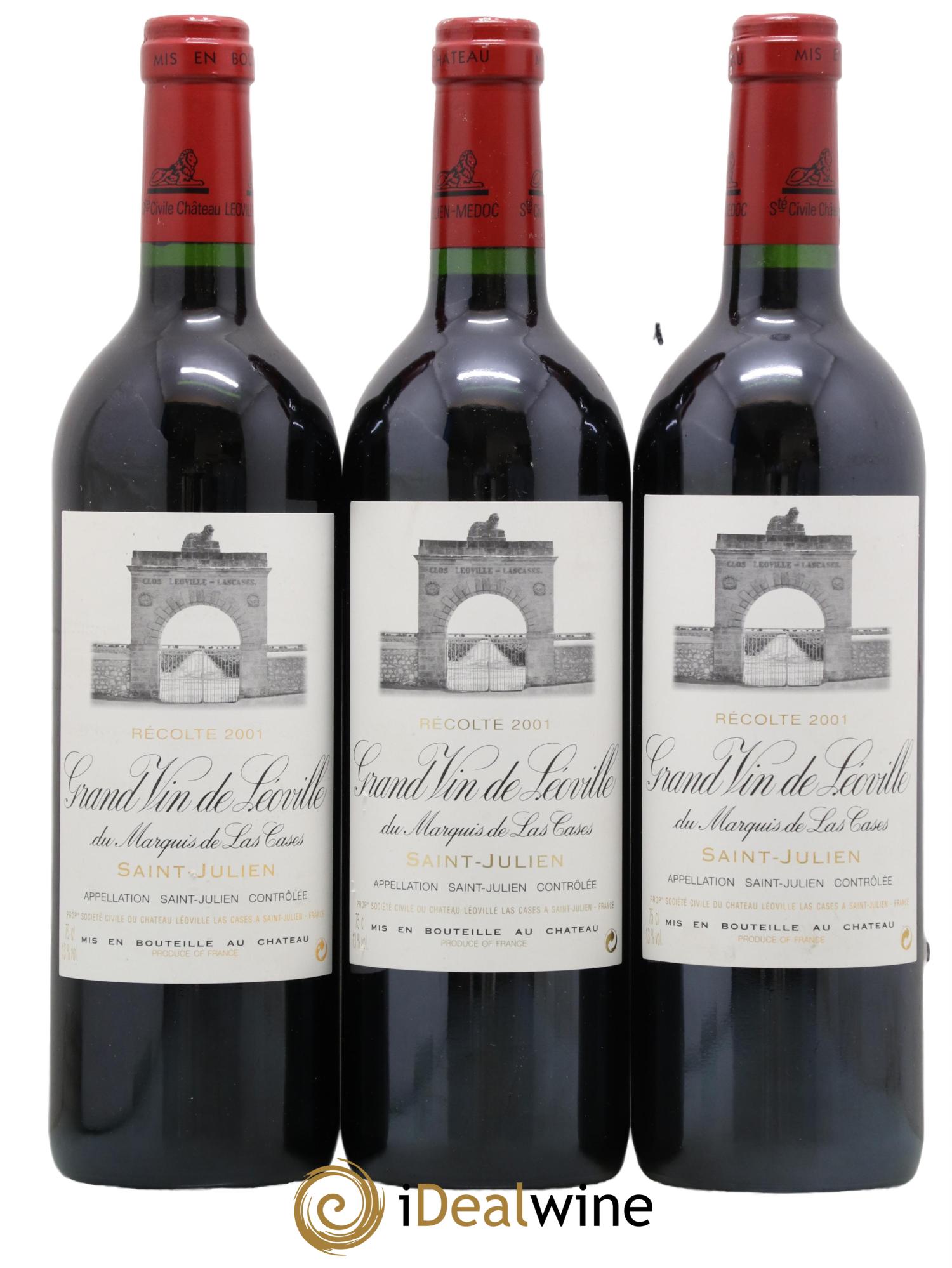 Château Léoville Las Cases 2ème Grand Cru Classé 2001 - Lot de 3 bouteilles - 0