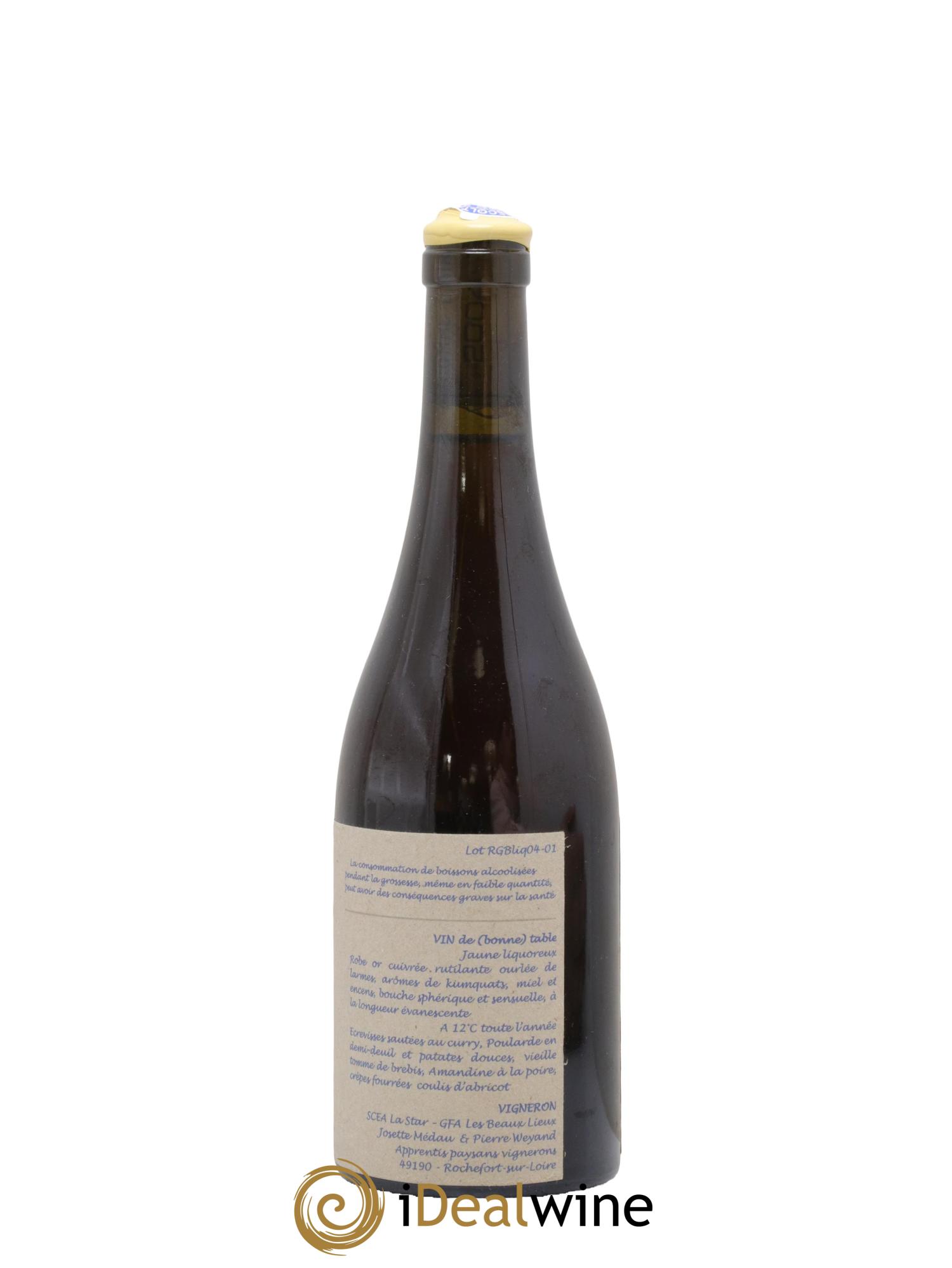 Vin de France Le Quintessence de Lumiere des Guerches Un Vin de Terre Libre Comme l'Air Josette Medau et Pierre Weyand 2004 - Lot de 1 format 50cl - 2