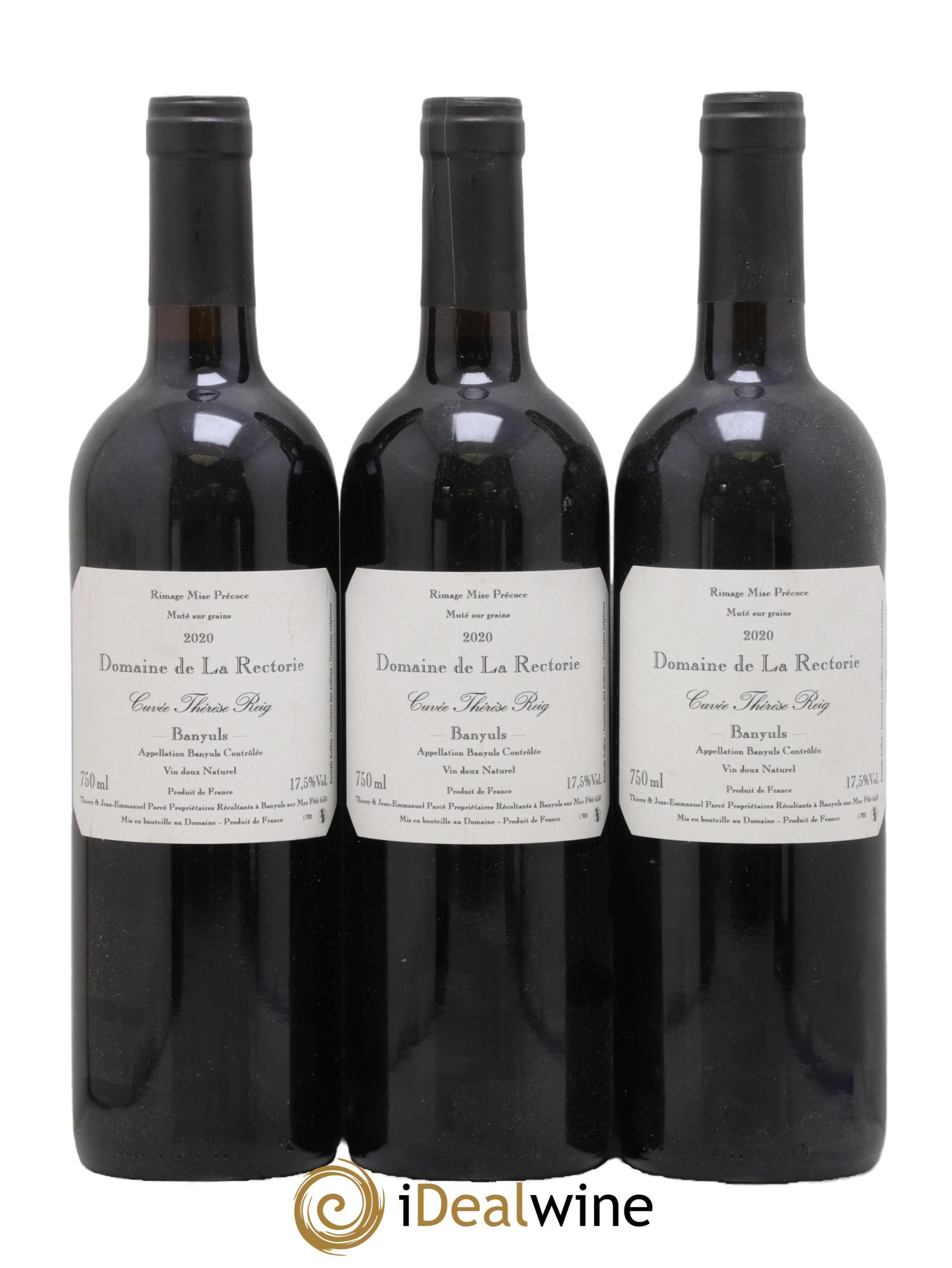 Banyuls La Rectorie (Domaine de) Thérèse Reig Thierry et Jean Emmanuel Parcé 2020 - Lot of 3 bottles - 0