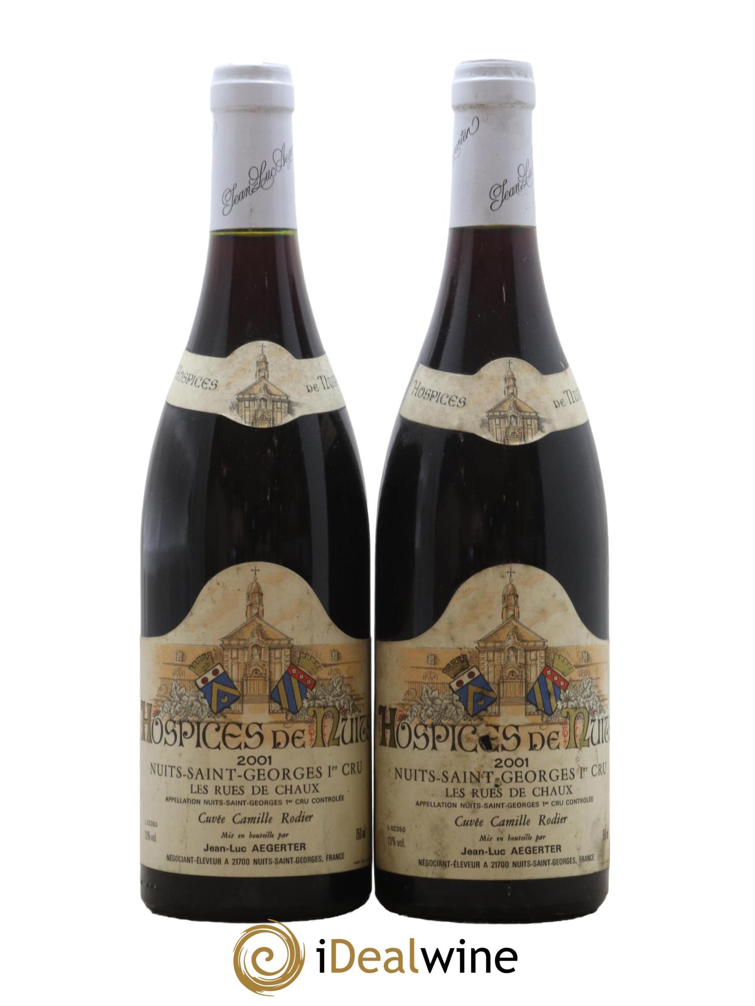Nuits-Saint-Georges 1er Cru Les Rues de Chaux Cuvee Camille Rodier Hospices de Nuits Domaine Aegerter 2001 - Lot de 2 bouteilles - 0