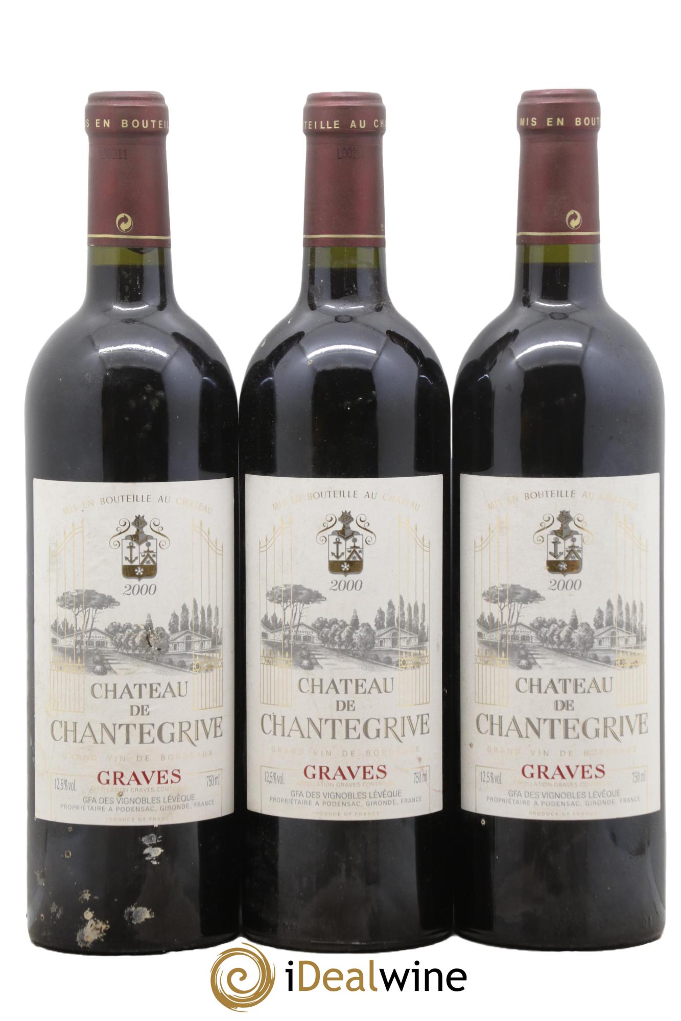 Château de Chantegrive 2000 - Lot of 3 bottles - 0