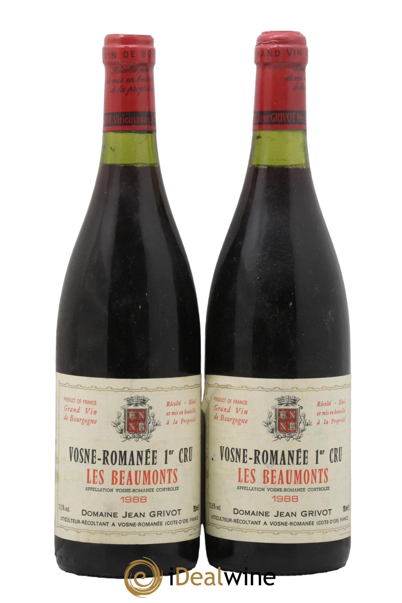Vosne-Romanée 1er Cru Les Beaumonts Grivot 1988 - Lot of 2 bottles - 0