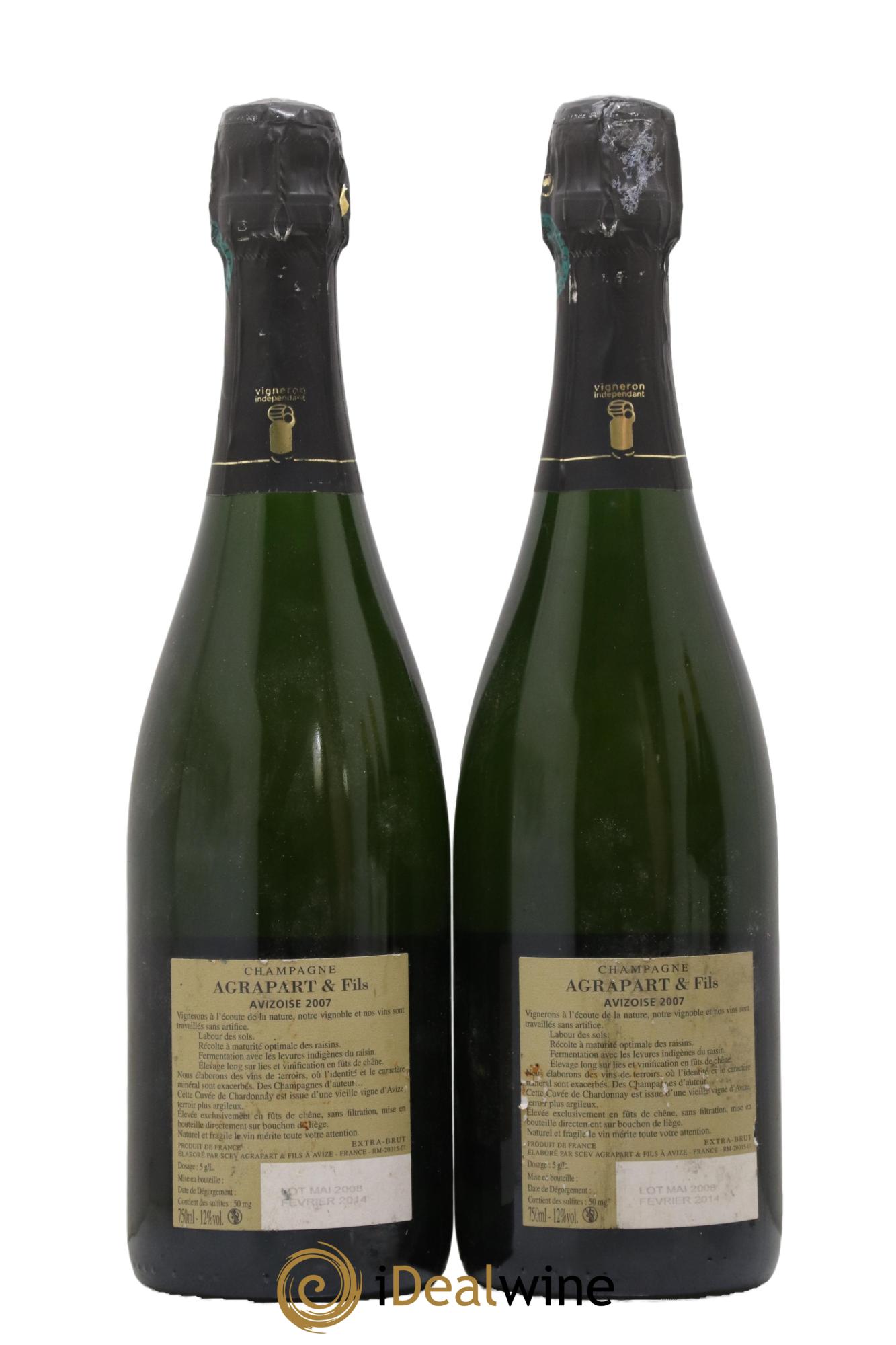 Avizoise Blanc de Blancs Brut Nature Pascal Agrapart  2007 - Posten von 2 Flaschen - 1