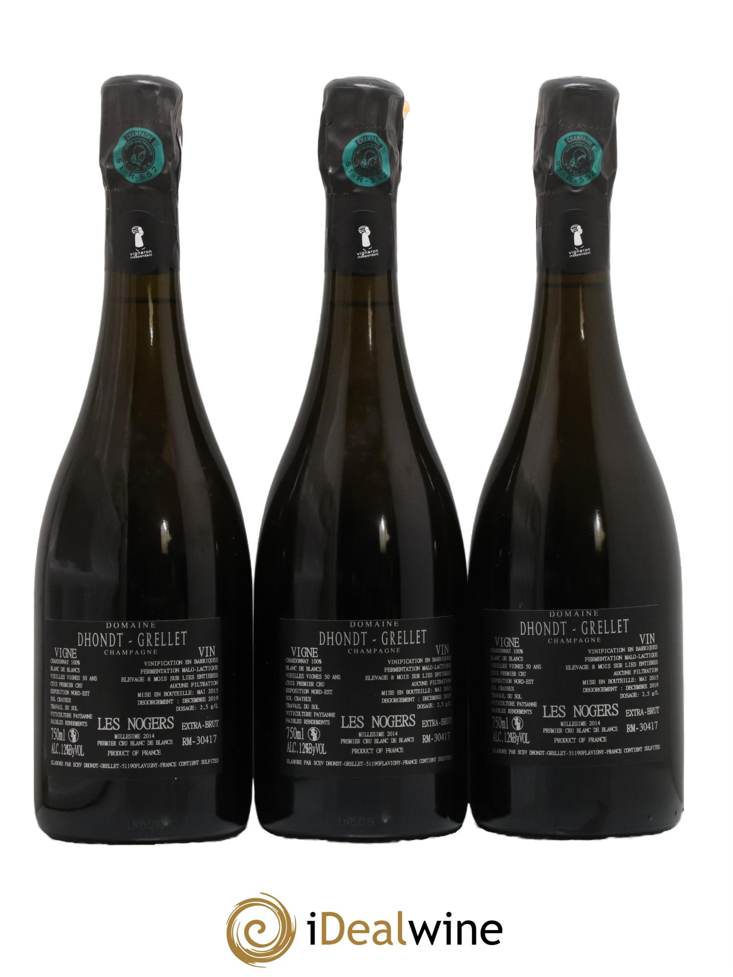 Les Nogers-Premier cru Blanc de Blancs Dhondt Grellet 2014 - Lot de 3 bouteilles - 1