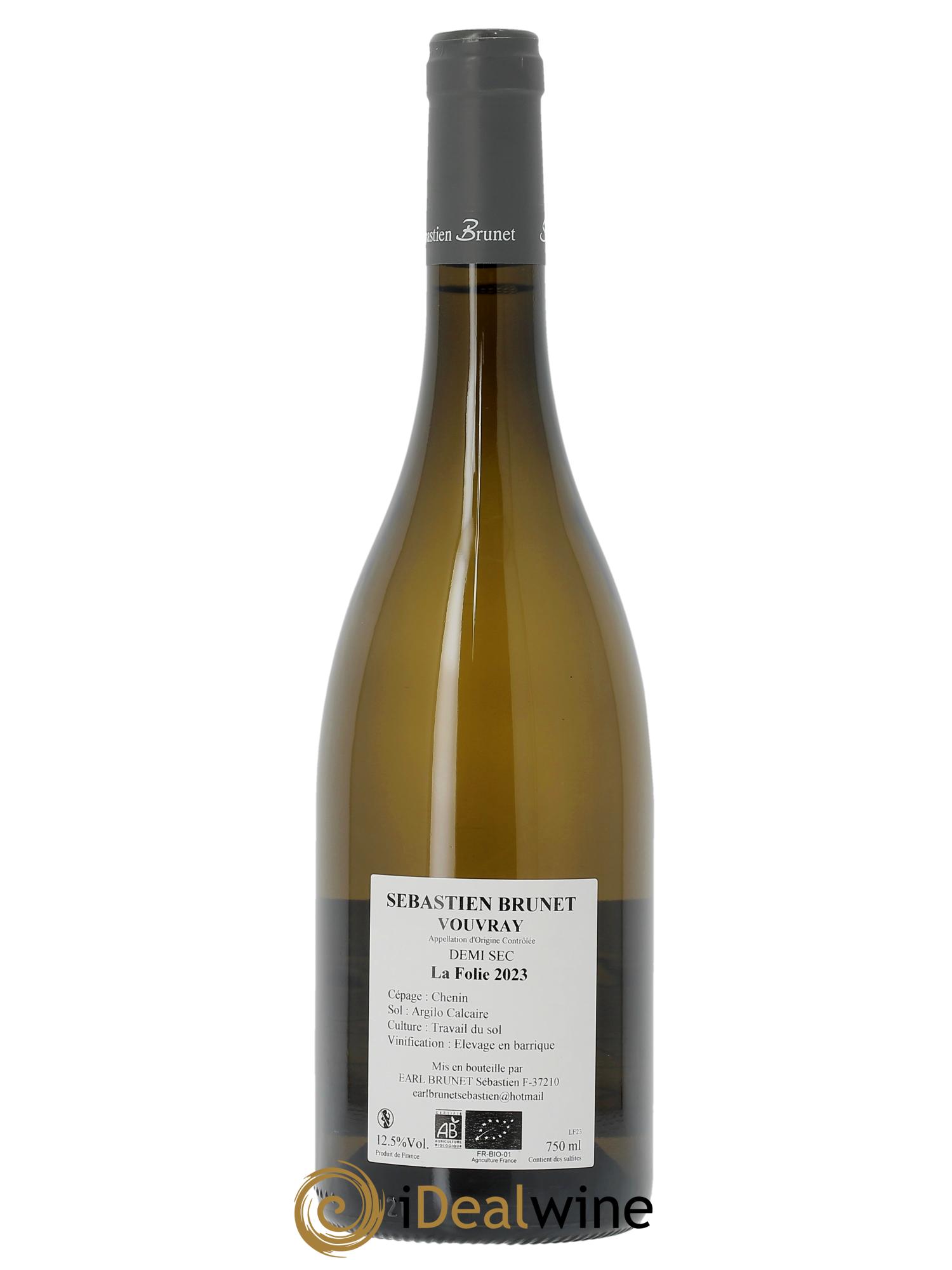 Vouvray La Folie Sébastien Brunet 2023 - Lot de 1 bouteille - 1