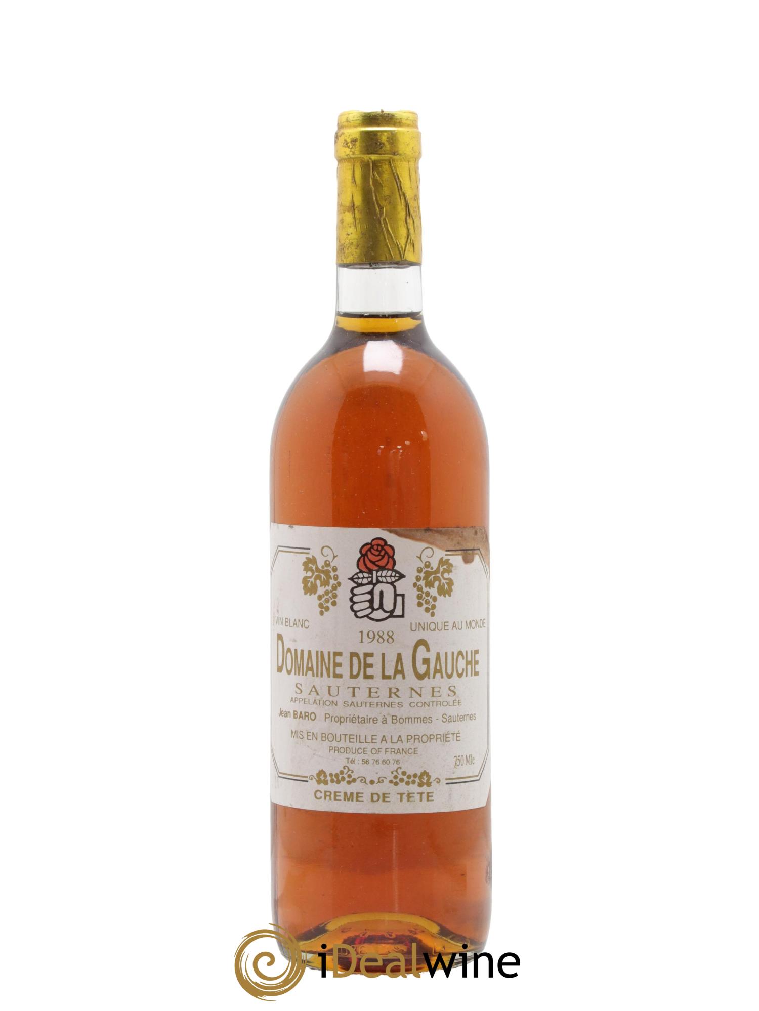 Sauternes Crème de Tête Domaine de la Gauche 1988 - Lotto di 1 bottiglia - 0