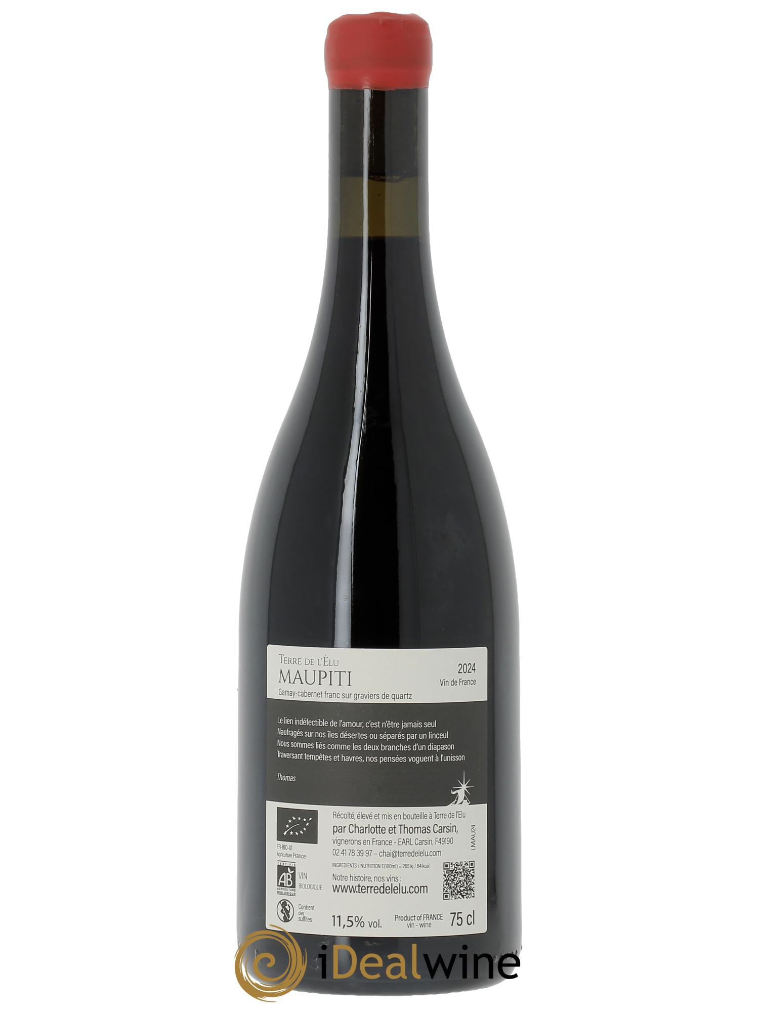 Vin de France Maupiti Terre de l'Elu (Clos de L'Elu)  2024 - Lot of 1 bottle - 1